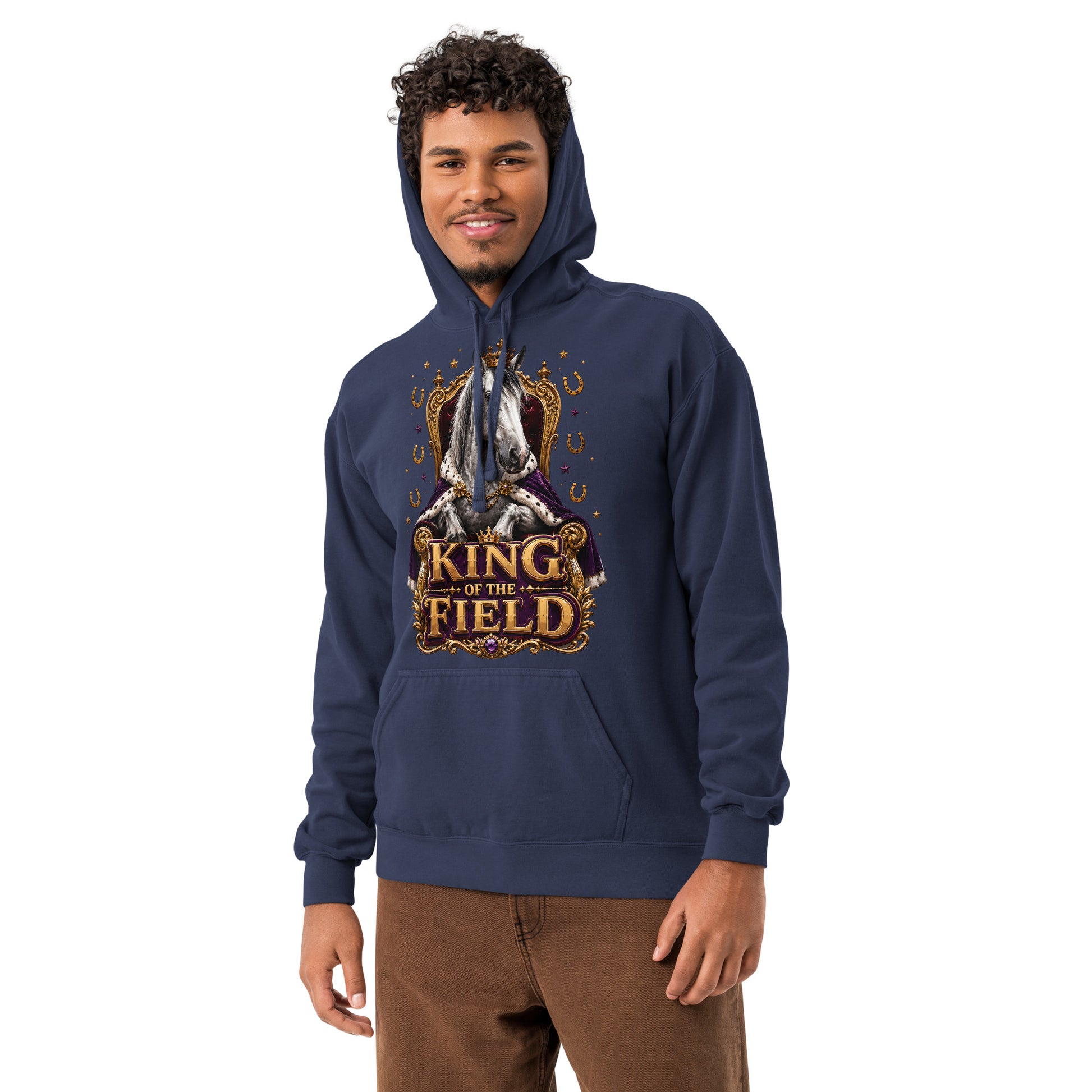 King of the Field Royal Horse Garment-Dyed Heavyweight Hoodie – Ultimate Horse Lovers Edition by printfluence.net