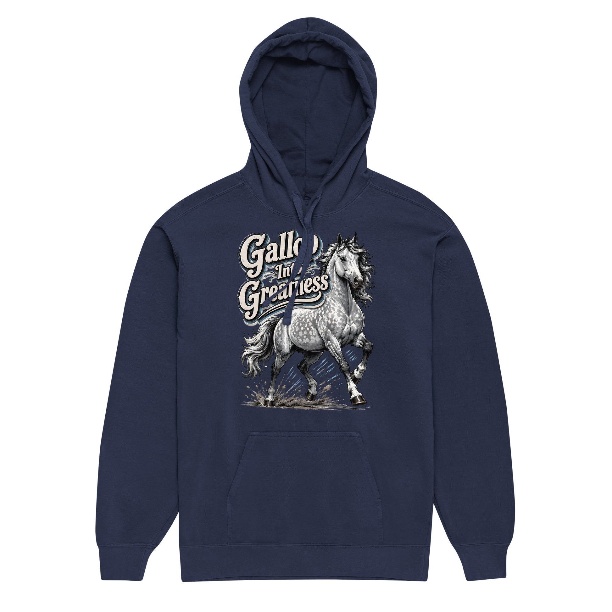 Gallop Into Greatness Horse Garment-Dyed Heavyweight Hoodie – Ultimate Horse Lovers Edition by printfluence.net
