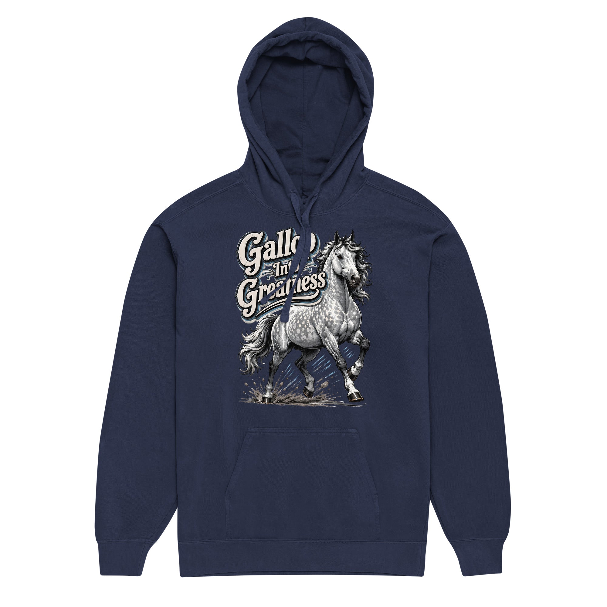 Gallop Into Greatness Horse Garment-Dyed Heavyweight Hoodie – Ultimate Horse Lovers Edition by printfluence.net