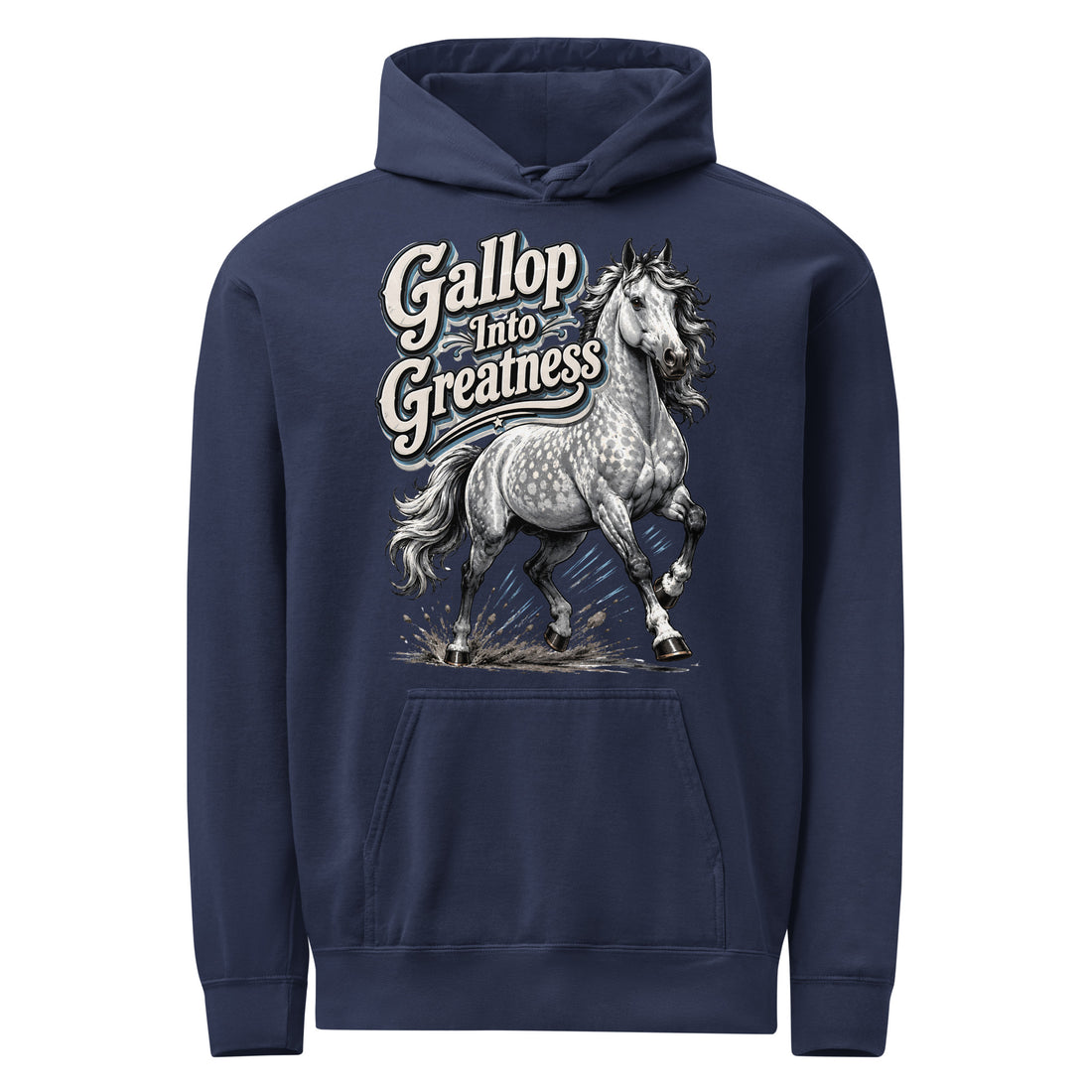 Gallop Into Greatness Horse Garment-Dyed Heavyweight Hoodie – Ultimate Horse Lovers Edition by printfluence.net