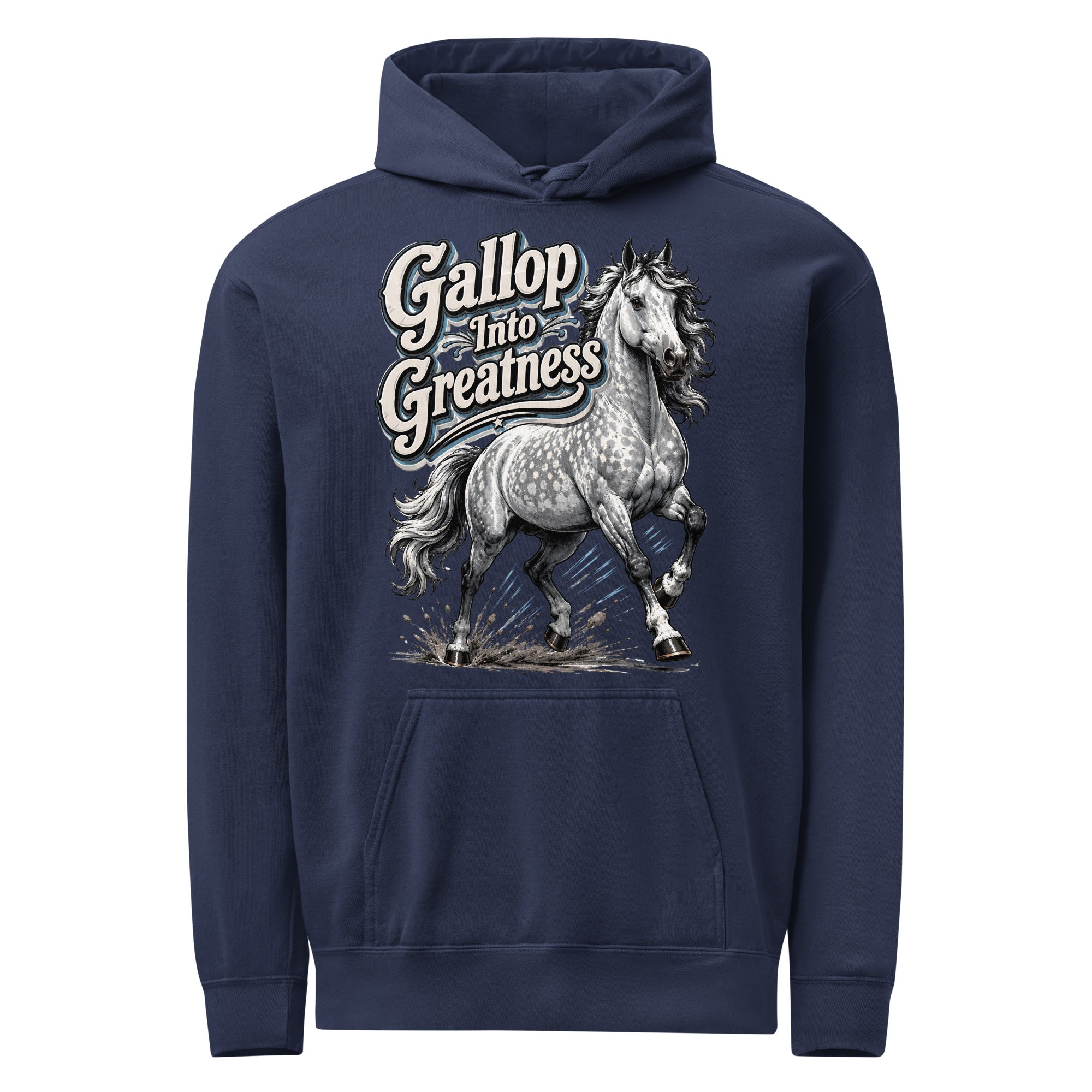 Gallop Into Greatness Horse Garment-Dyed Heavyweight Hoodie – Ultimate Horse Lovers Edition by printfluence.net
