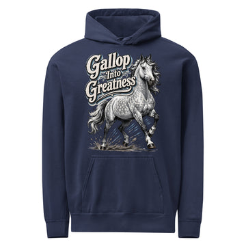 Gallop Into Greatness Horse Garment-Dyed Heavyweight Hoodie – Ultimate Horse Lovers Edition by printfluence.net