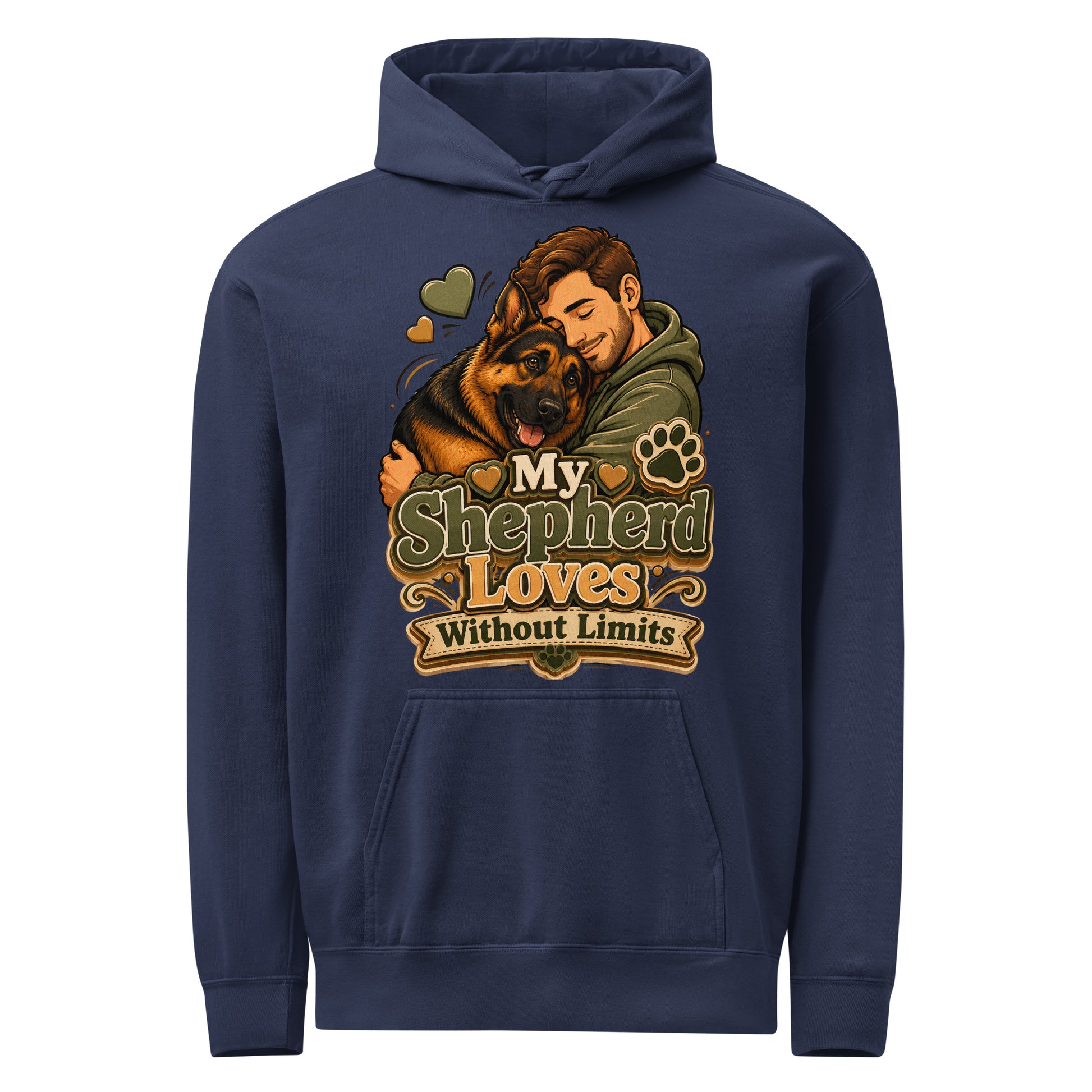 German Shepherd Loves Without Limits Garment-Dyed Hoodie by printfluence.net
