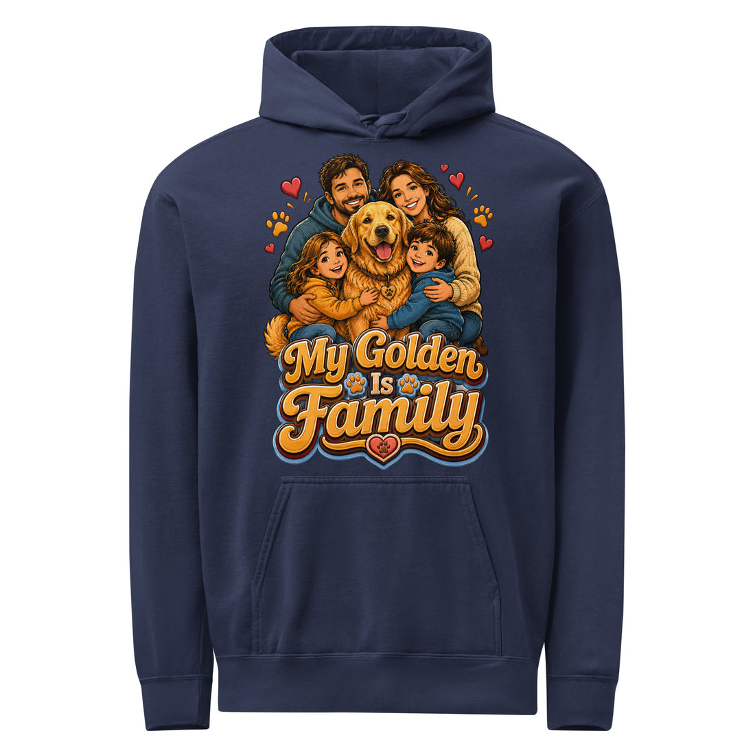 Golden Retriever Lovers Premium Garment-Dyed Hoodie - My Golden Is Family by printfluence.net