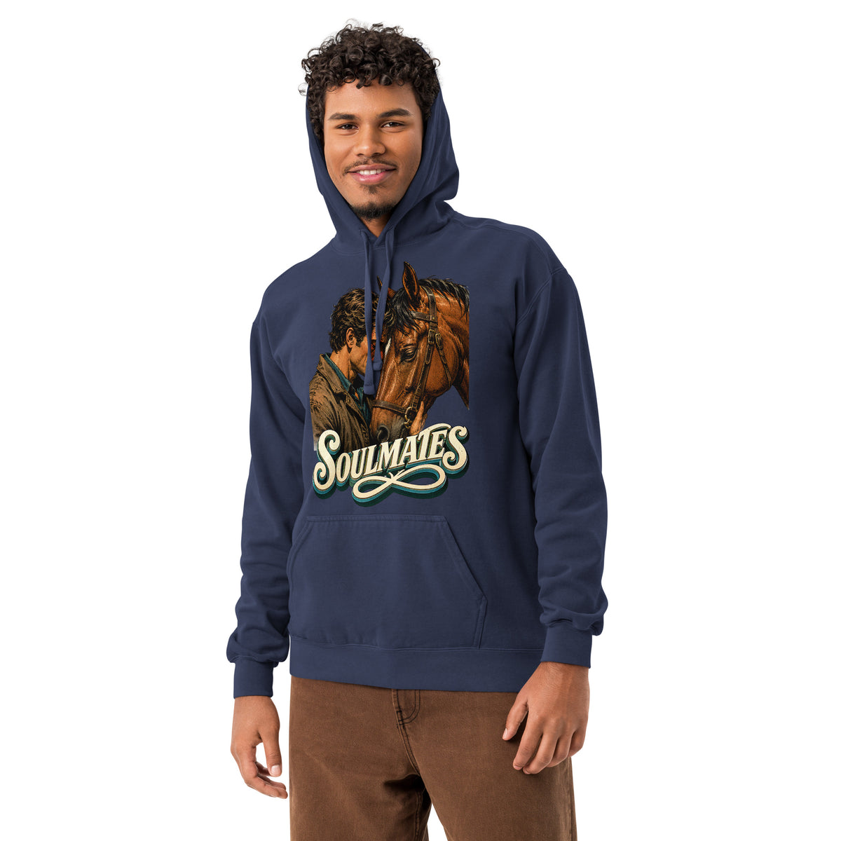 Soulmates Horse Garment-Dyed Hoodie - Horse Lovers Edition by printfluence.net