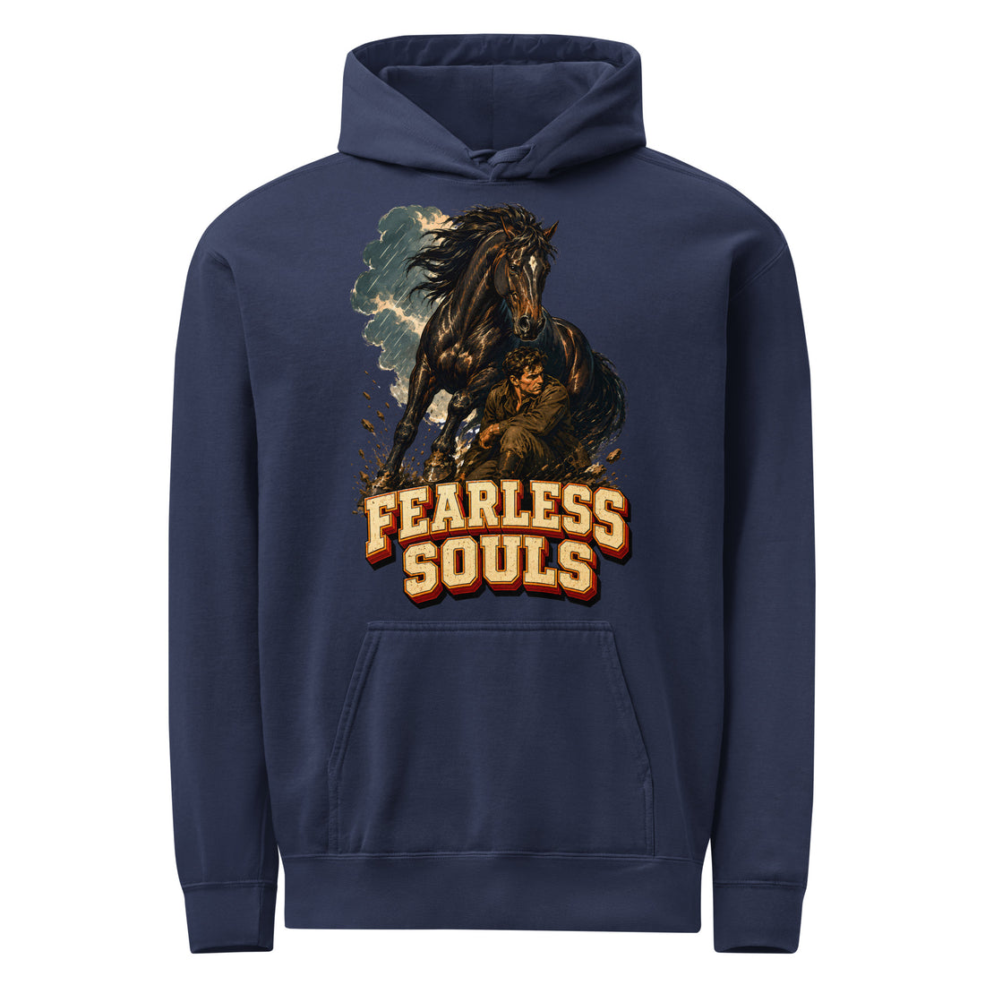 Fearless Souls Vintage Horse Garment-Dyed Hoodie - Horse Lovers Edition H-11 by printfluence.net