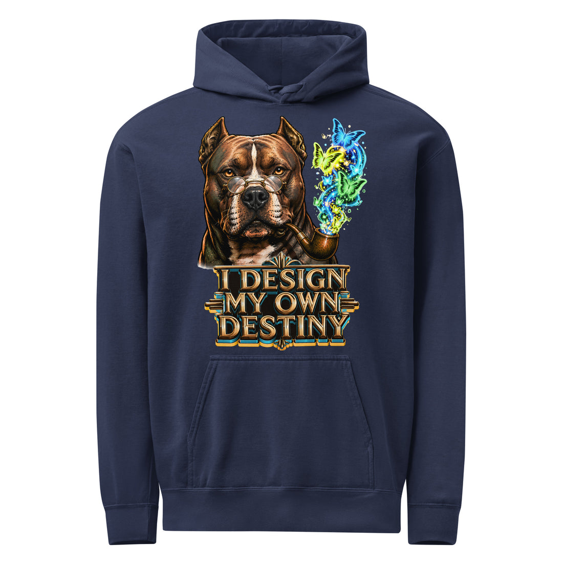 Own Destiny Garment-Dyed Hoodie - Retro Pitbull Lovers Heavyweight Pullover H-11 by printfluence.net