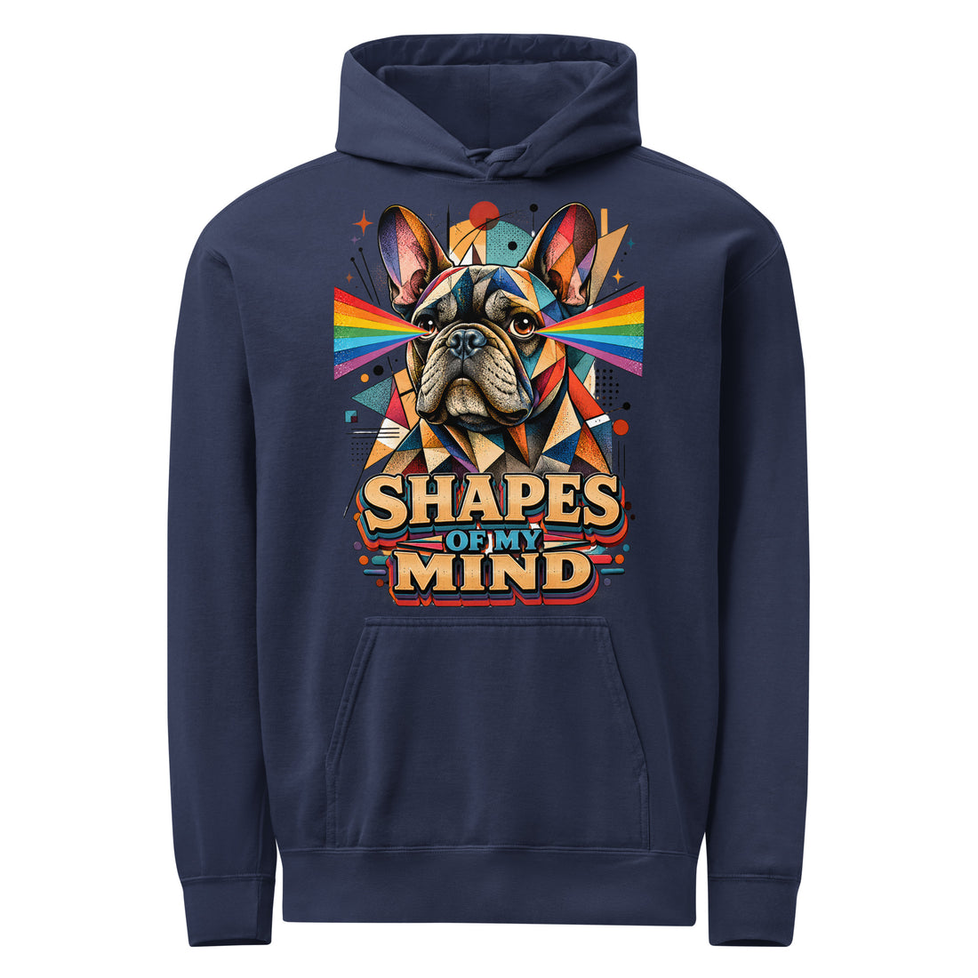 Geometric Frenchie Garment-Dyed Hoodie - Abstract French Bulldog Lovers Pullover H-11 by printfluence.net