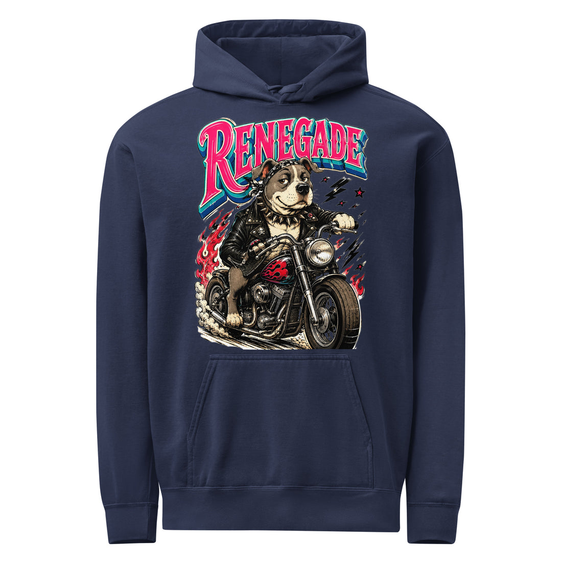 Pitbull Lovers | Unisex Garment-Dyed Hoodie - Renegade Biker Dog by printfluence.net