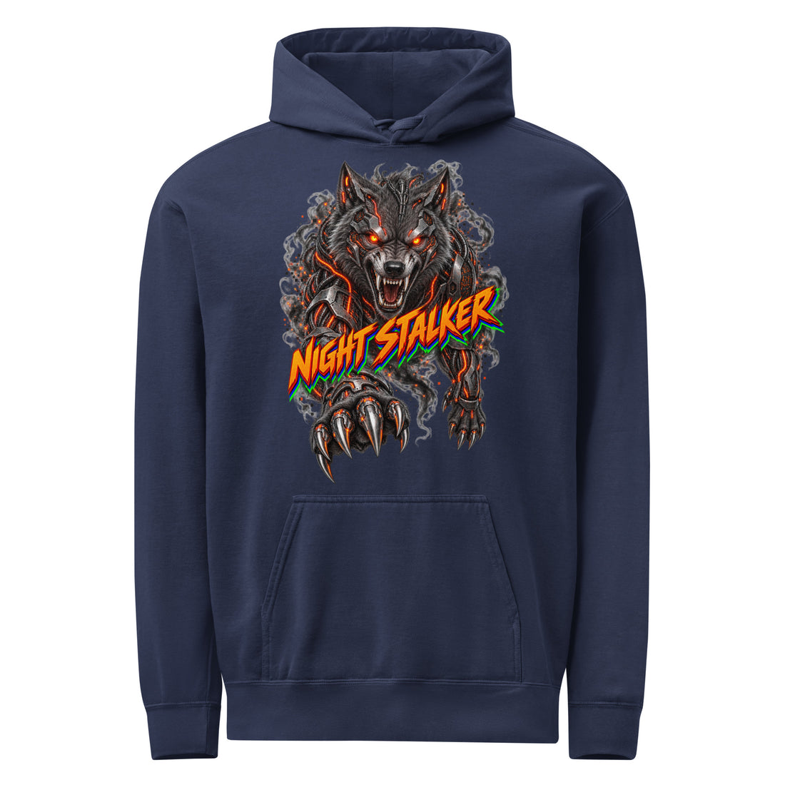Cyberpunk Animals Lovers | Unisex Garment-Dyed Hooded Sweatshirt — NIGHT STALKER by printfluence