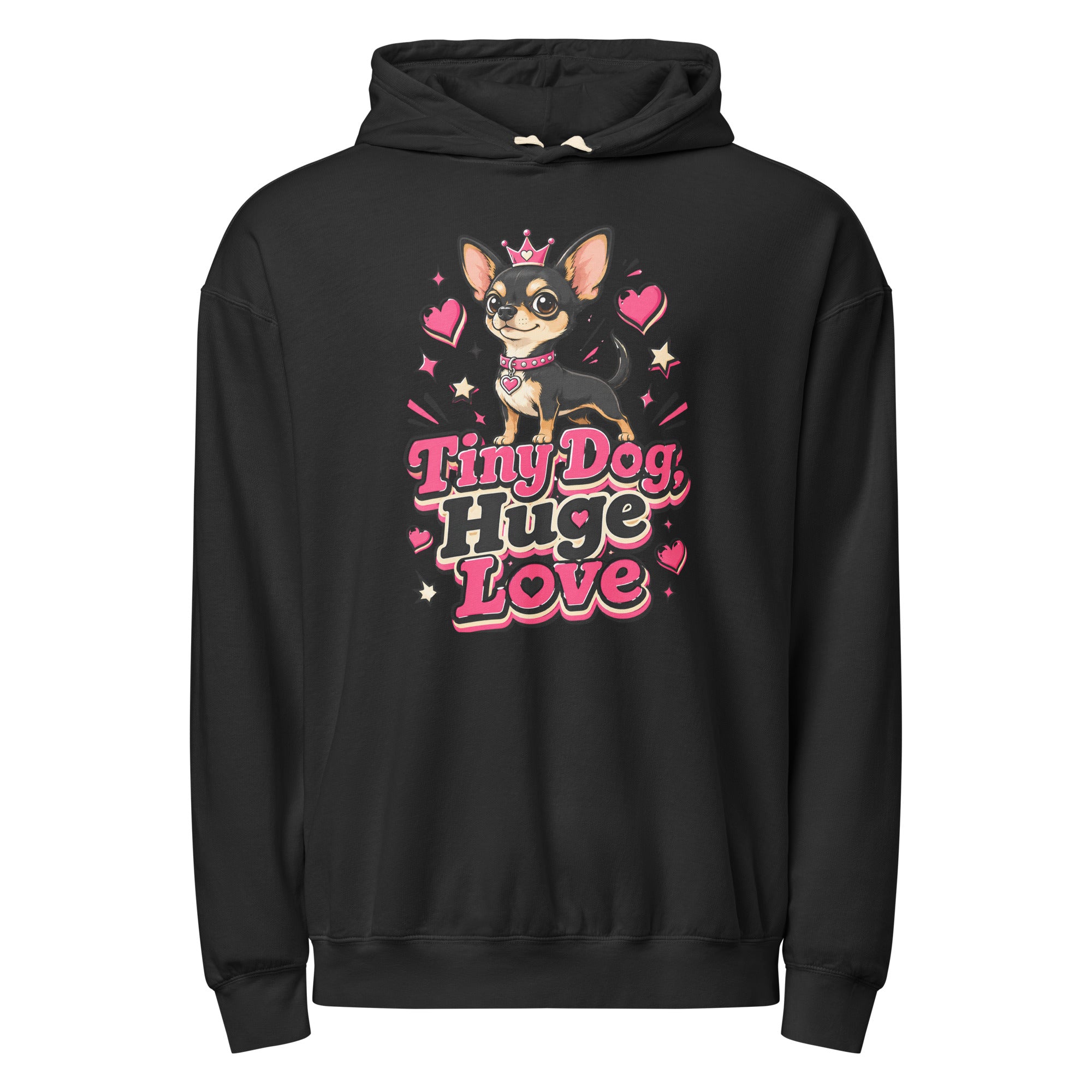 Elite Tiny Dog Huge Love - Premium Luxury Chihuahua Dog Lovers Garment-Dyed Lightweight Hoodie by printfluence.net
