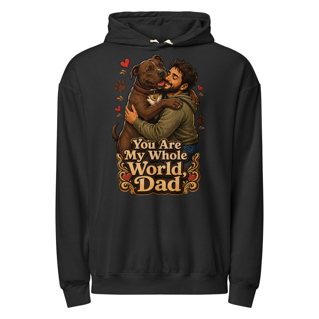 Pit Bull Dad Unisex Garment Dyed Hoodie - Lightweight Vintage Dog Lover Sweatshirt by printfluence.net