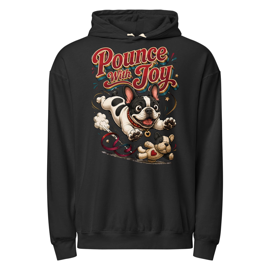 French Bulldog Pounce Joy Garment Dyed Lightweight Hoodie by printfluence.net