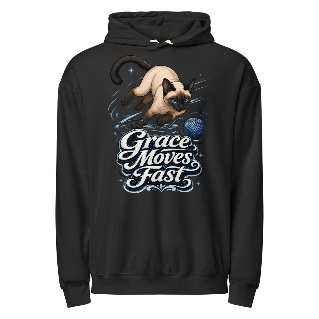 Grace Moves Fast Siamese Cat Lovers Lightweight Hoodie by printfluence.net