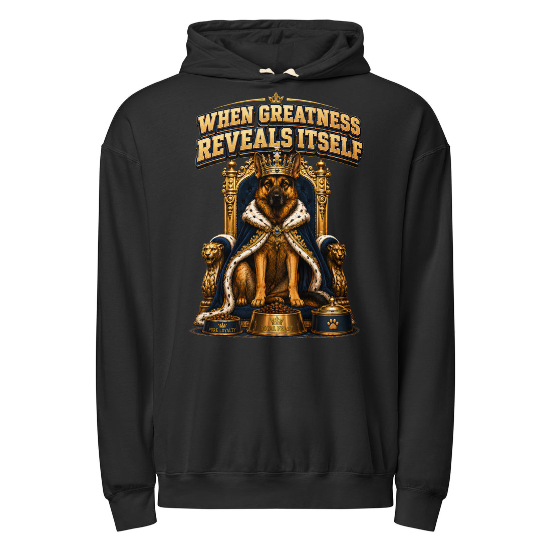 German Shepherd King Royal Greatness Garment-Dyed Lightweight Hoodie by printfluence.net