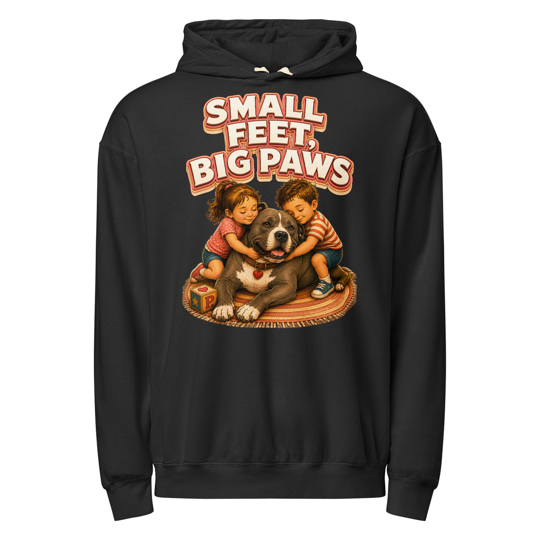 Pitbull Lovers Unisex Garment-Dyed Lightweight Hoodie - Small Feet Big Paws by printfluence.net