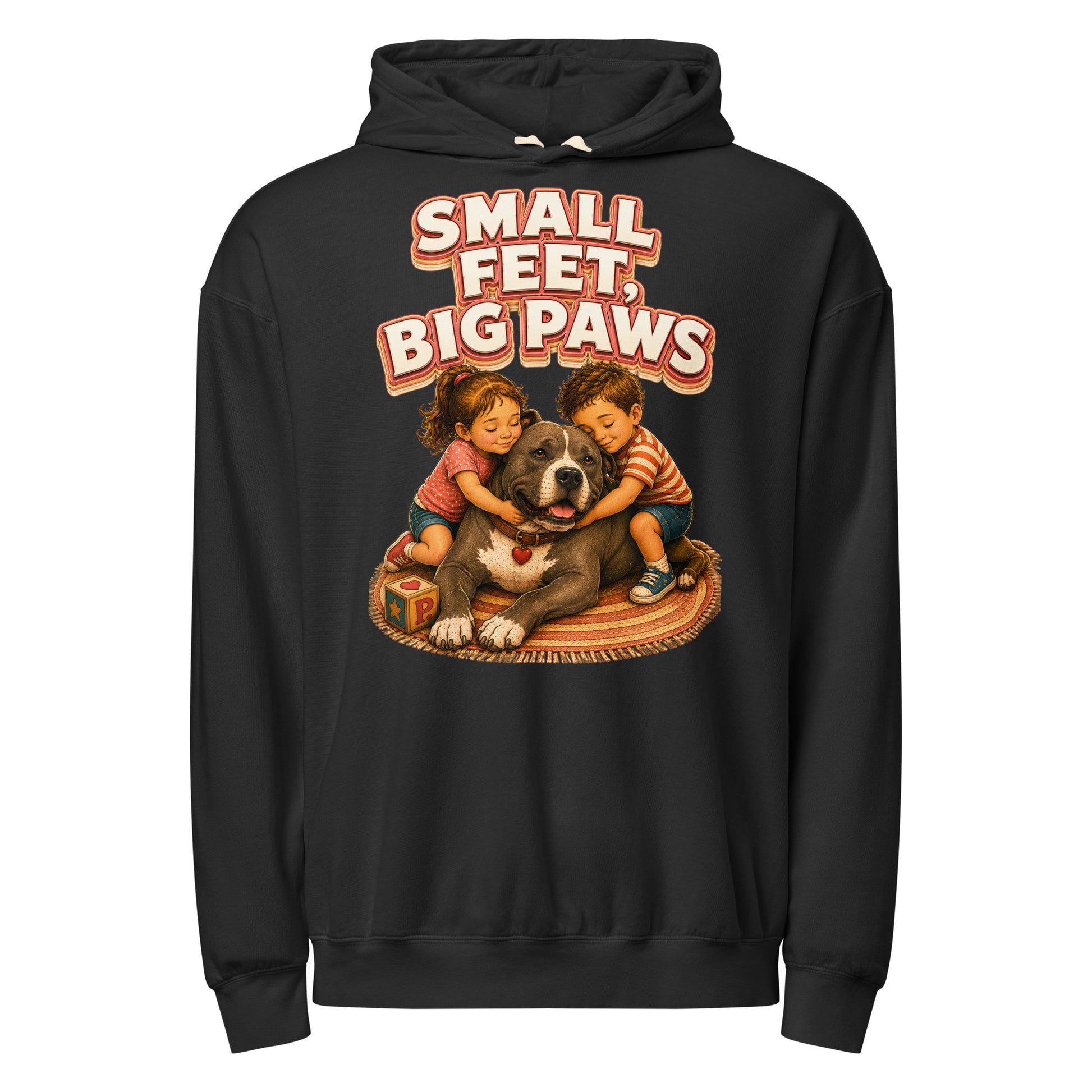 Pitbull Lovers Unisex Garment-Dyed Lightweight Hoodie - Small Feet Big Paws by printfluence.net