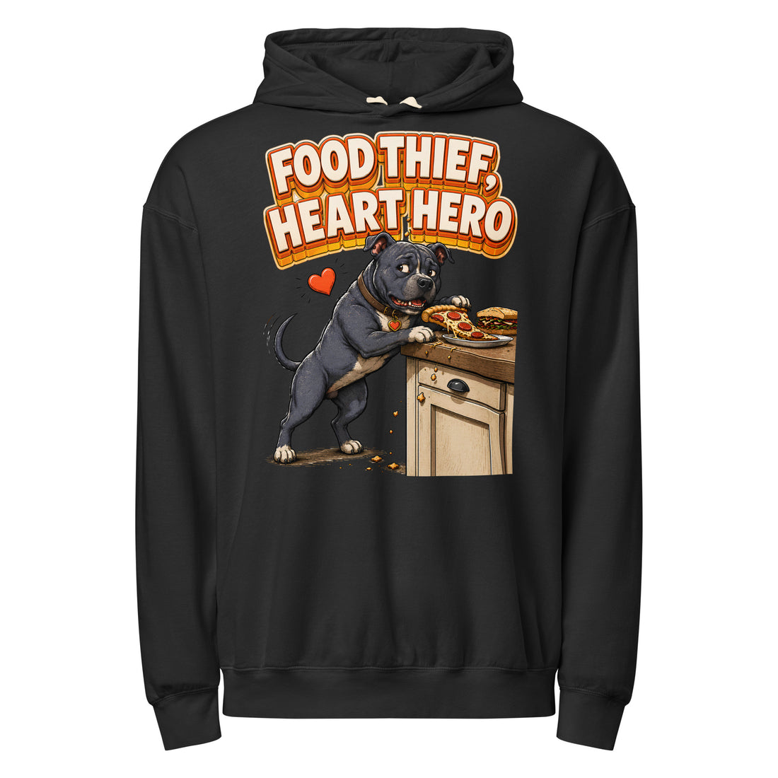 Pitbull Lovers Unisex Garment-Dyed Lightweight Hoodie - Food Thief by printfluence.net