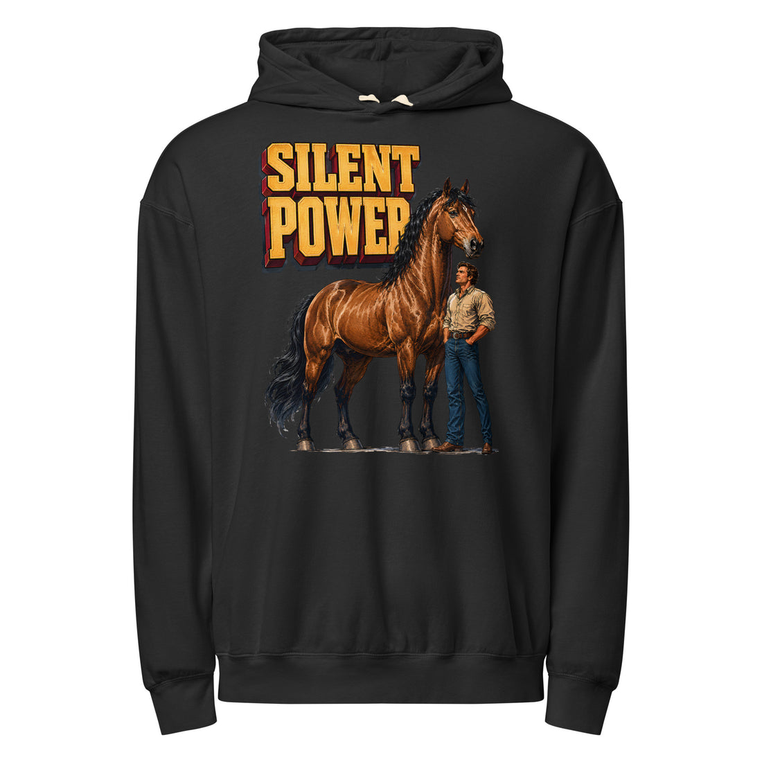 Silent Power Unisex Garment-Dyed Lightweight Hoodie - Horse Lovers Edition H-6 by printfluence.net