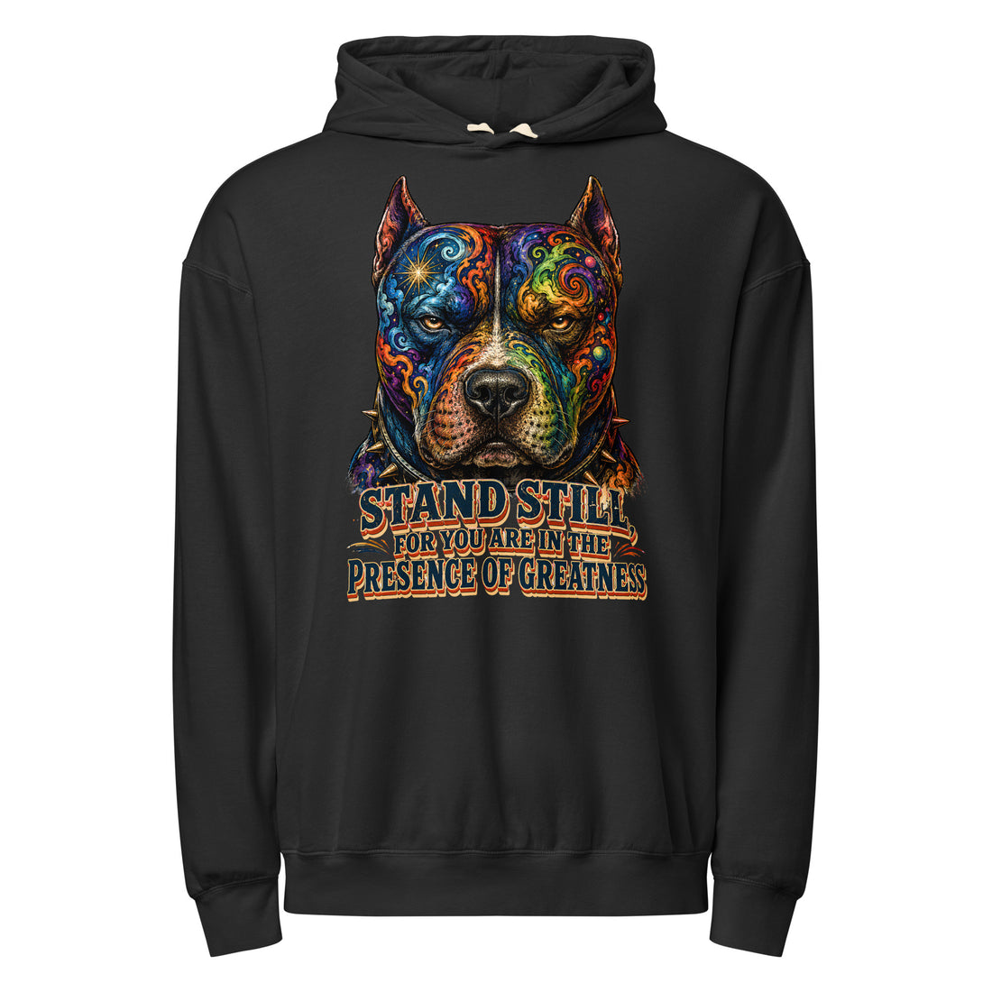 Presence of Greatness Pitbull Garment-Dyed Hoodie | Lightweight Pullover for Pitbull Lovers H-6 by printfluence.net