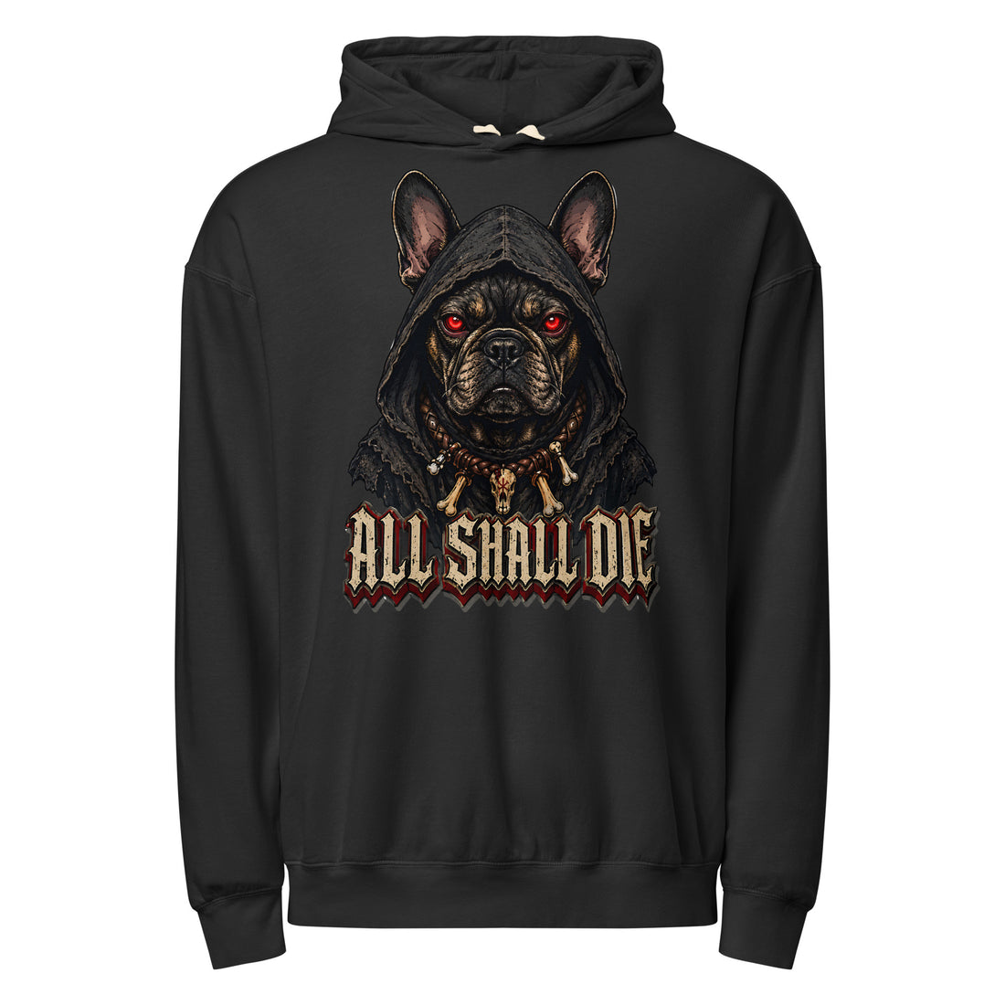 Gothic Frenchie Garment-Dyed Lightweight Hoodie - French Bulldog Lovers Dark Pullover H-6 by printfluence.net