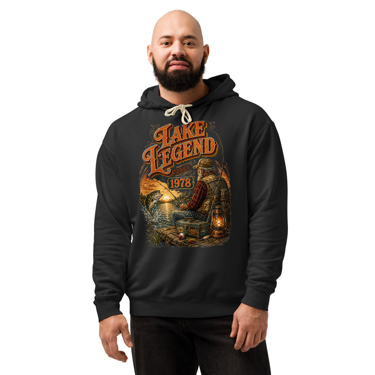Fishing Lovers | Unisex garment-dried lightweight hoodie — LAKE LEGEND SINCE 1978 by printfluence