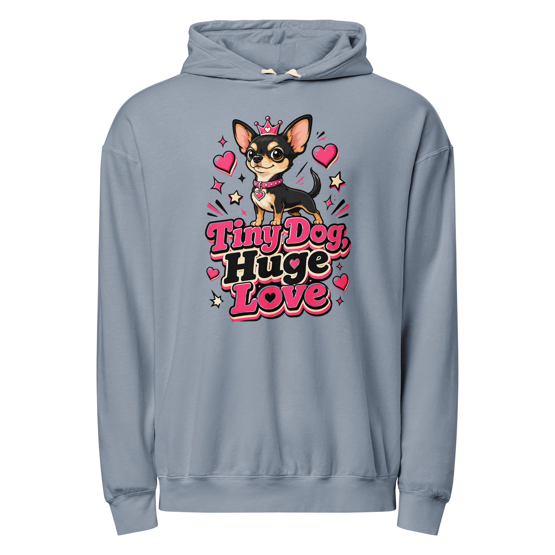 Elite Tiny Dog Huge Love - Premium Luxury Chihuahua Dog Lovers Garment-Dyed Lightweight Hoodie by printfluence.net