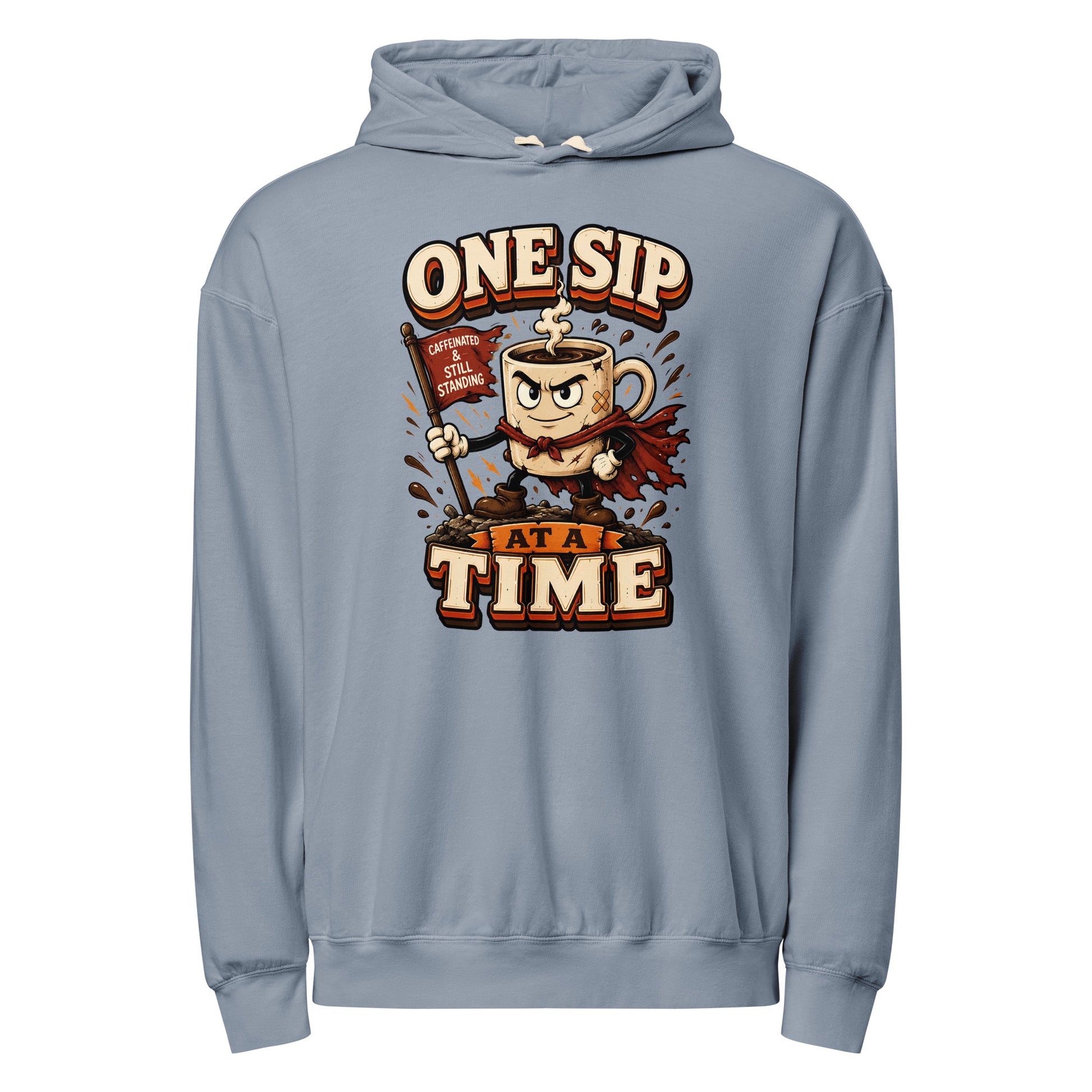 Coffee Lovers Lightweight Garment-Dyed Hoodie - One Sip At A Time! by printfluence.net