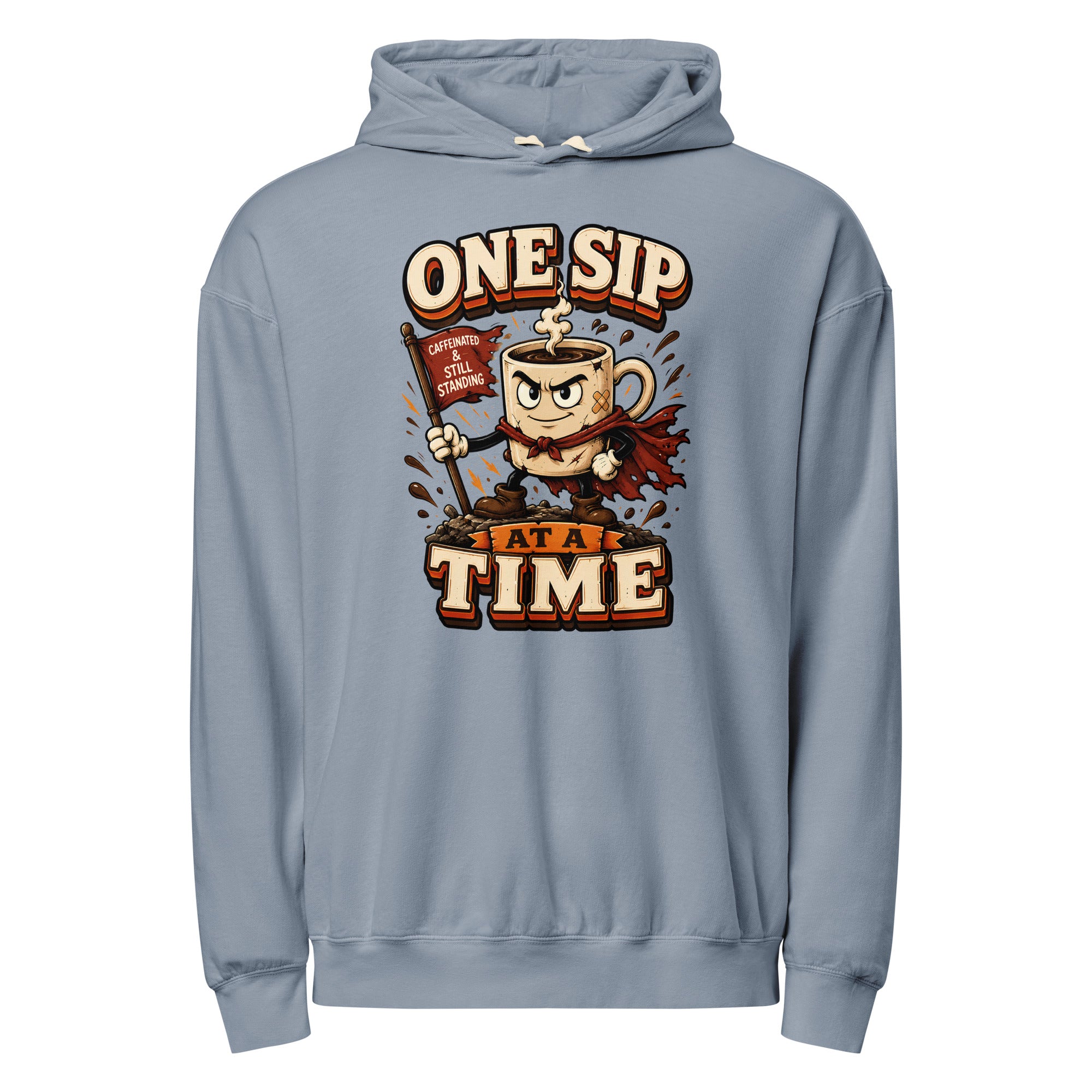 Coffee Lovers Lightweight Garment-Dyed Hoodie - One Sip At A Time! by printfluence.net