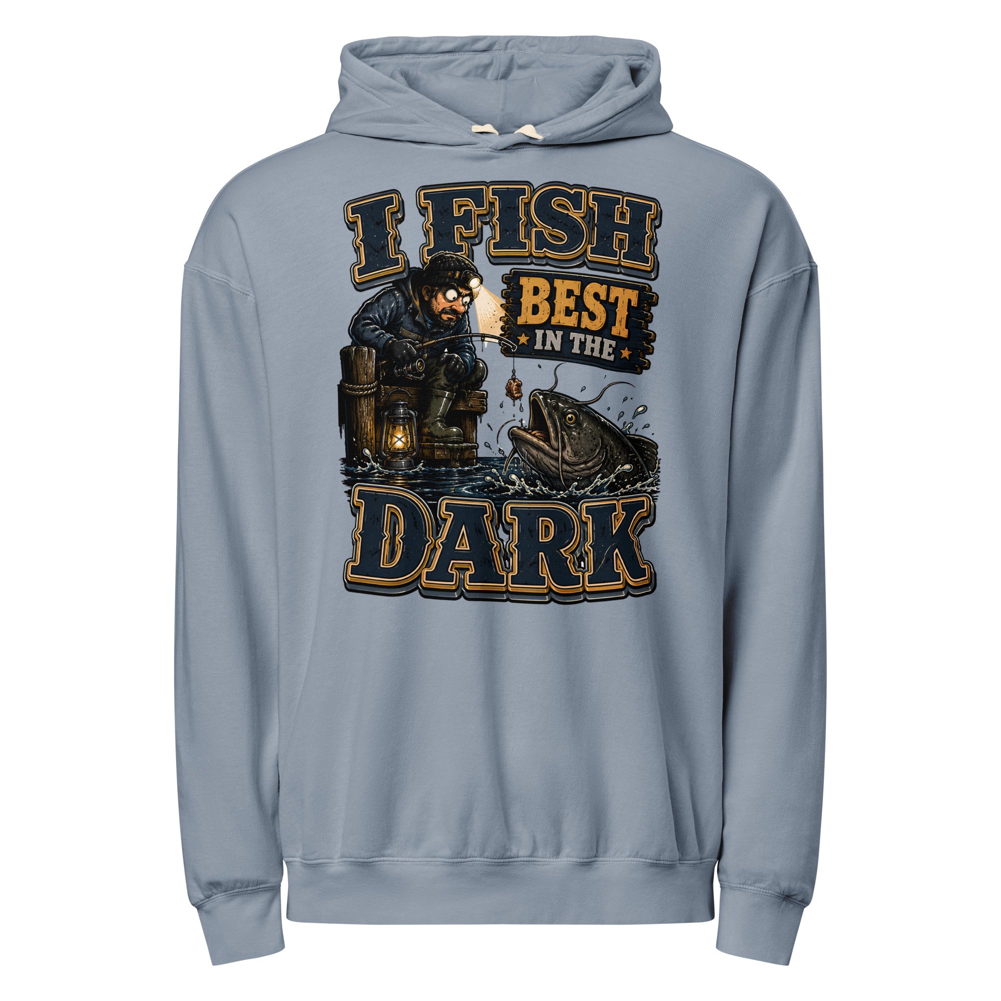 I Fish Best In The Dark Lightweight Hoodie | Fishing Lovers Gift by printfluence.net