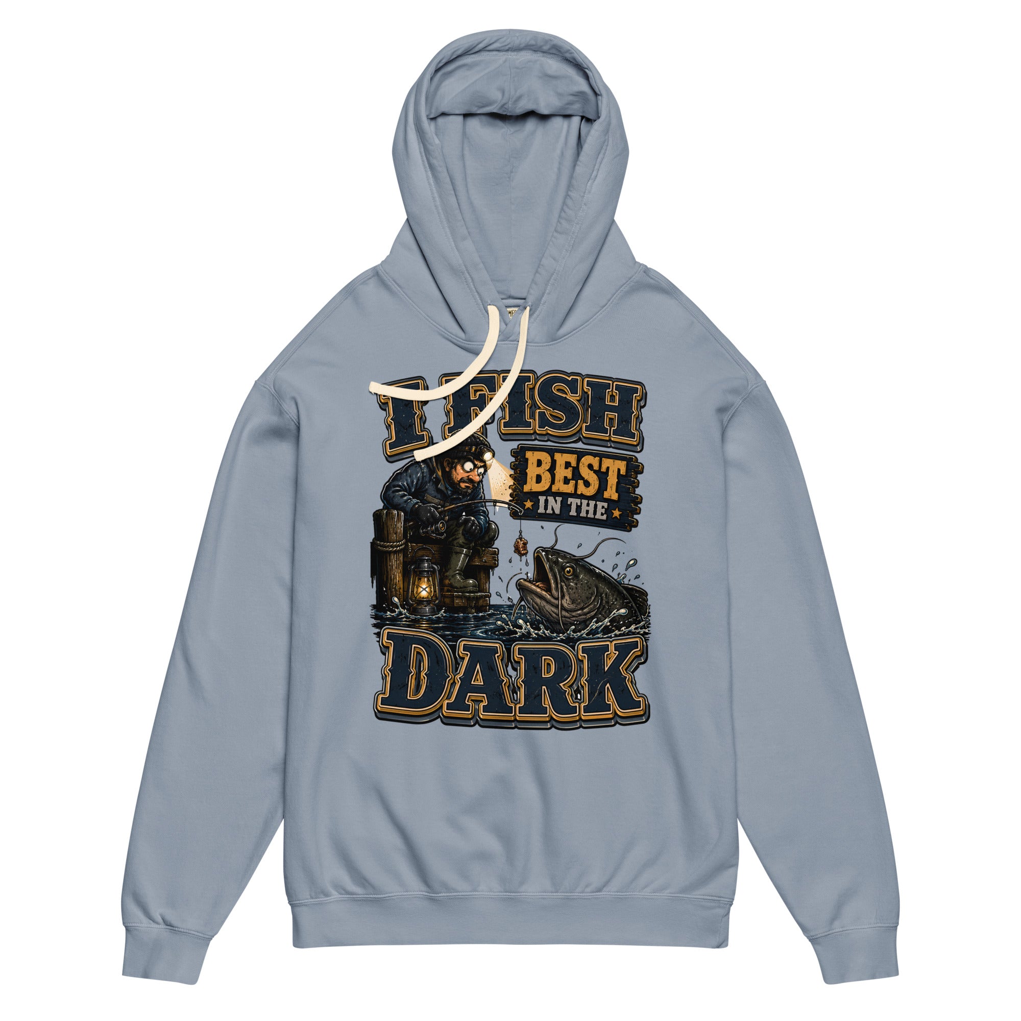 I Fish Best In The Dark Lightweight Hoodie | Fishing Lovers Gift by printfluence.net