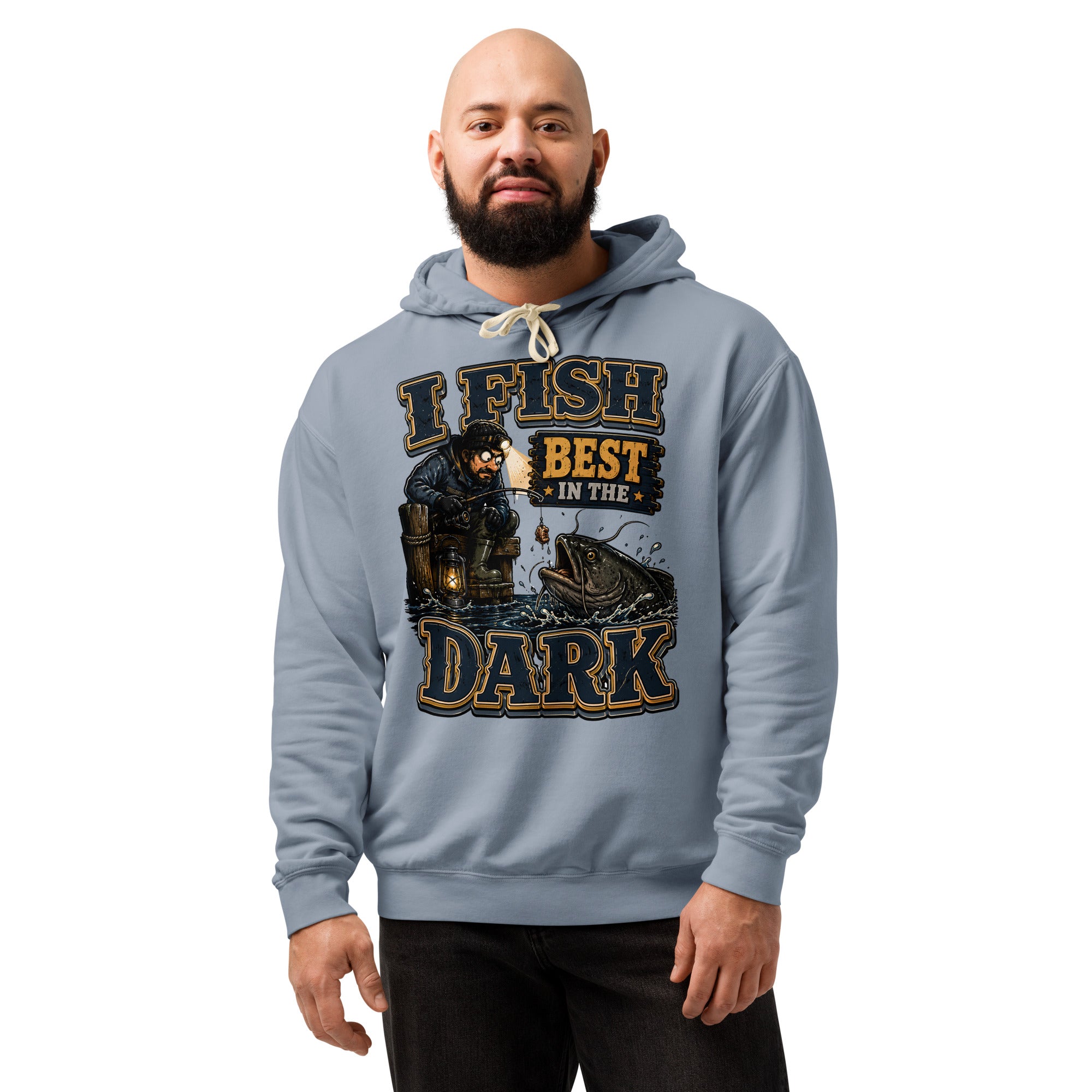 I Fish Best In The Dark Lightweight Hoodie | Fishing Lovers Gift by printfluence.net