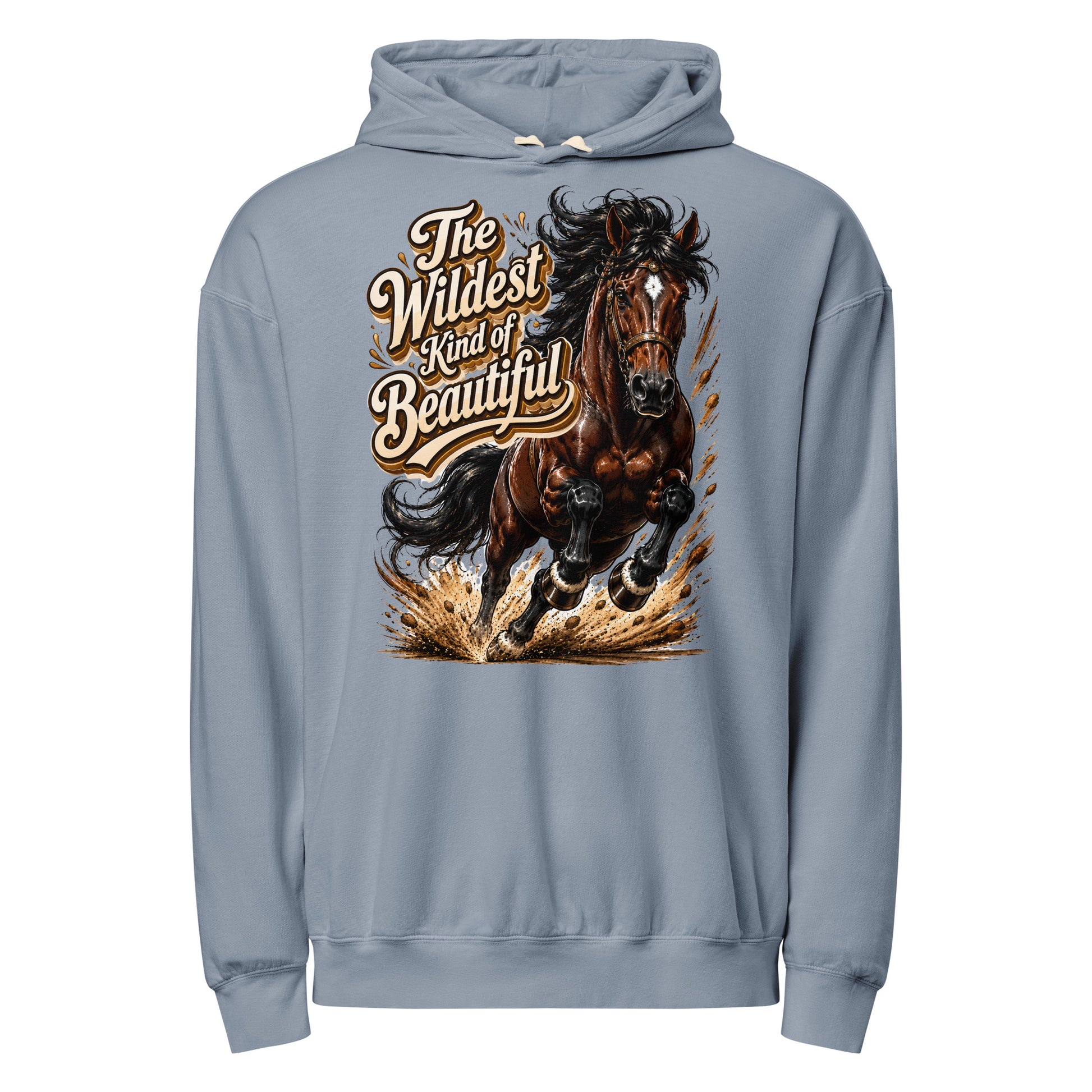 Wildest Kind of Beautiful Lightweight Hoodie | Premium Wash Horse Lovers Gift by printfluence.net