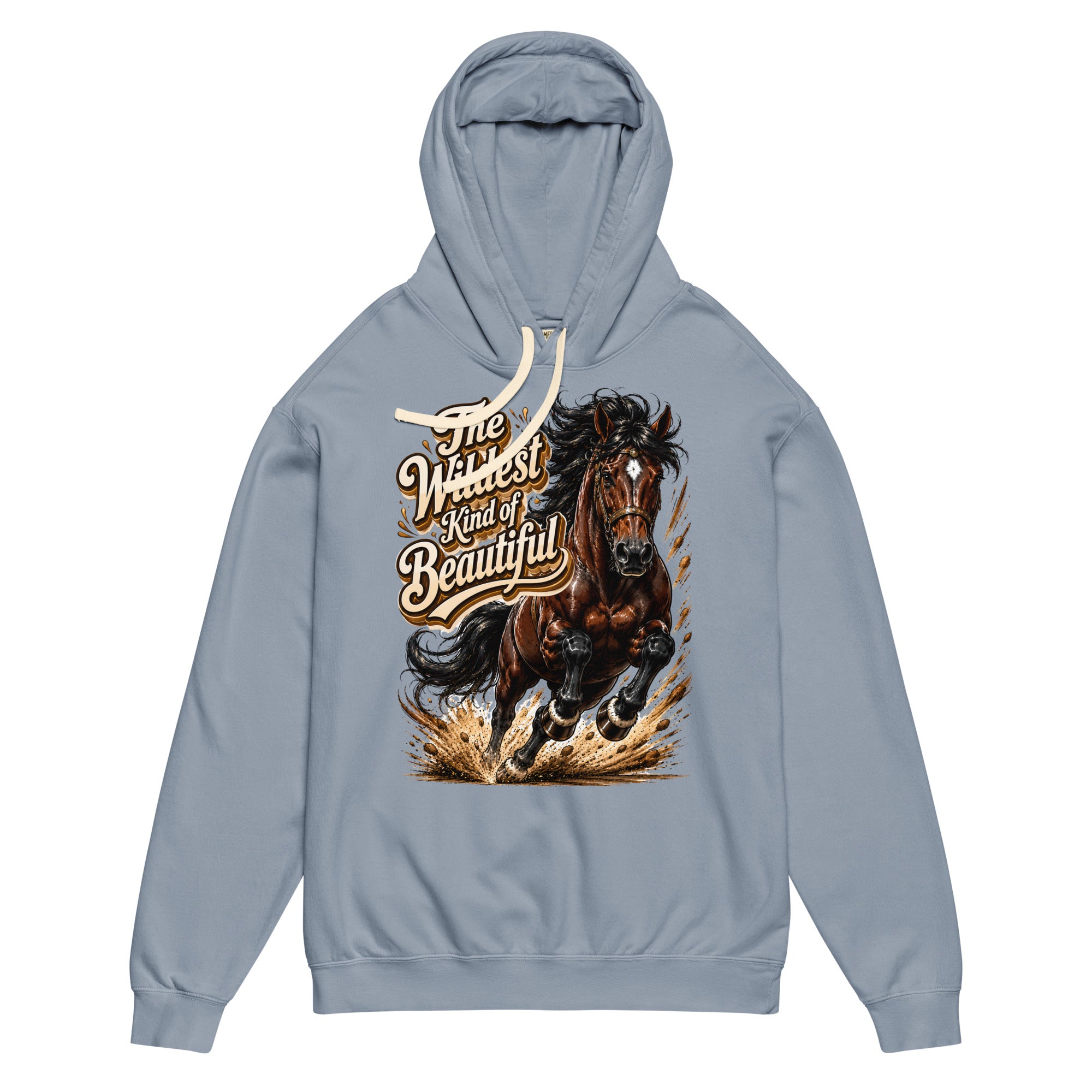 Wildest Kind of Beautiful Lightweight Hoodie | Premium Wash Horse Lovers Gift by printfluence.net