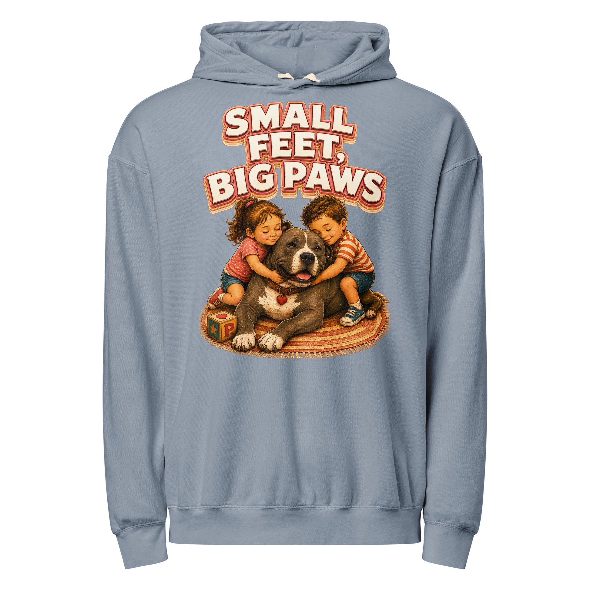 Pitbull Lovers Unisex Garment-Dyed Lightweight Hoodie - Small Feet Big Paws by printfluence.net