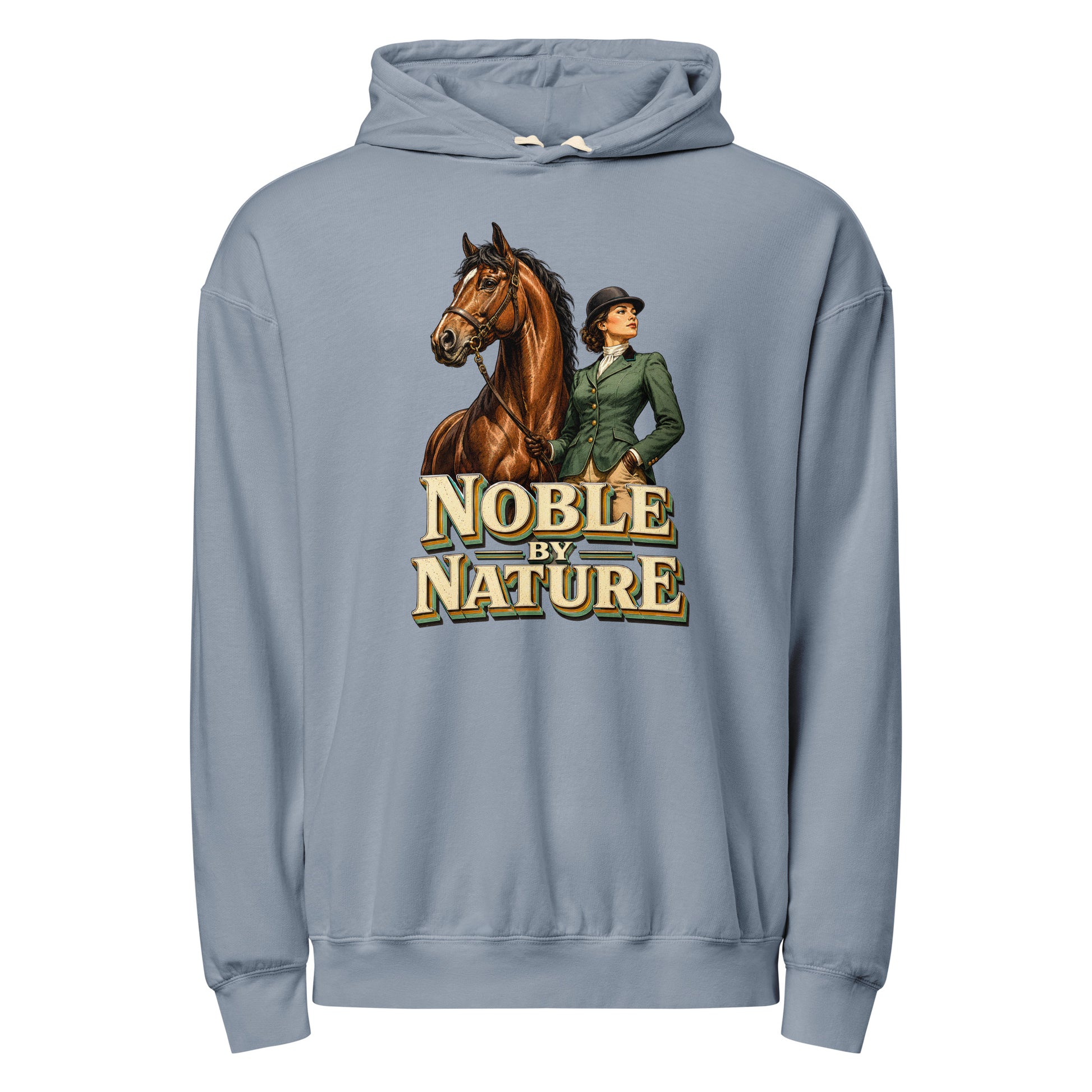 Noble By Nature Vintage Horse Lightweight Hoodie - Horse Lovers Edition H-6 by printfluence.net