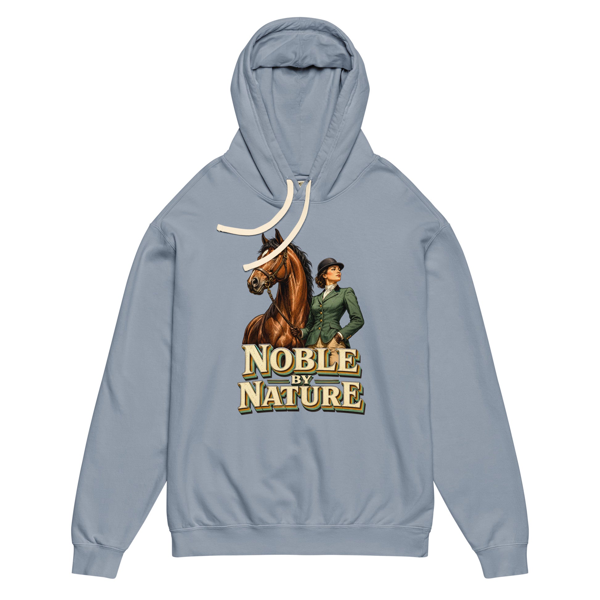 Noble By Nature Vintage Horse Lightweight Hoodie - Horse Lovers Edition H-6 by printfluence.net