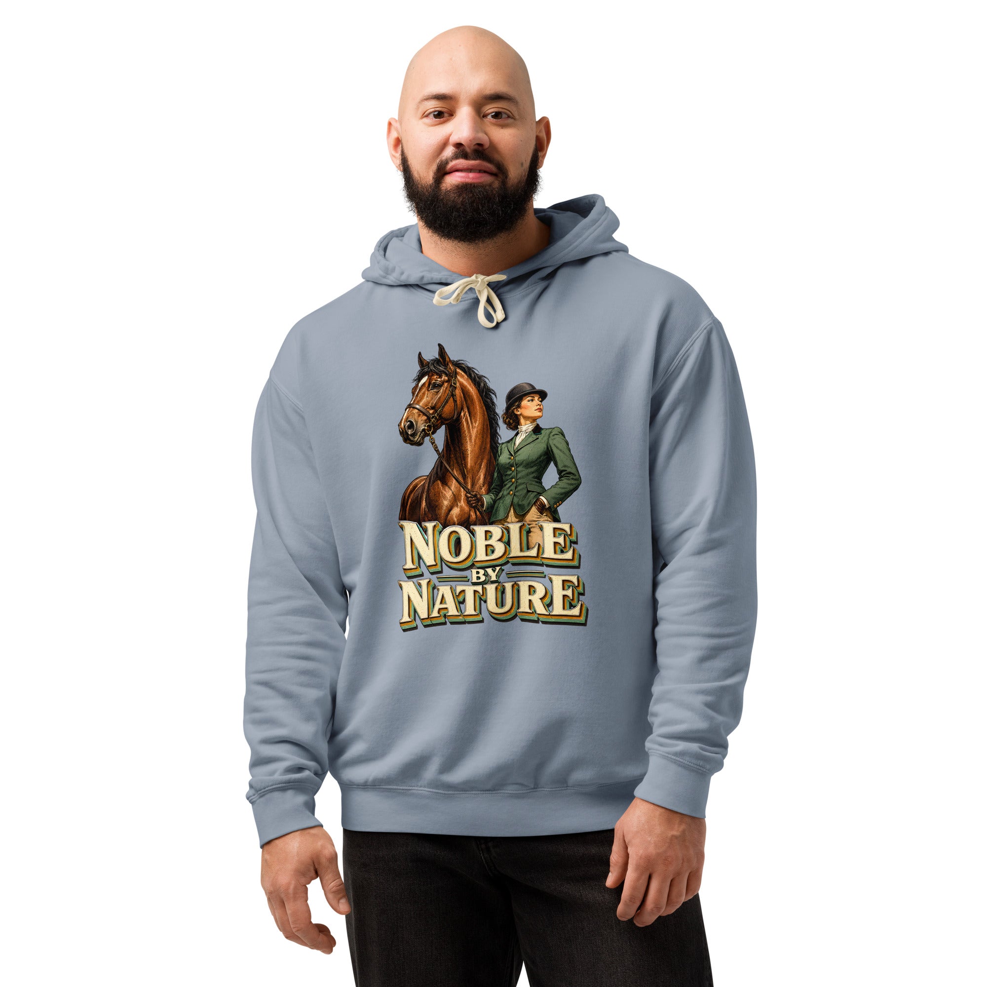 Noble By Nature Vintage Horse Lightweight Hoodie - Horse Lovers Edition H-6 by printfluence.net