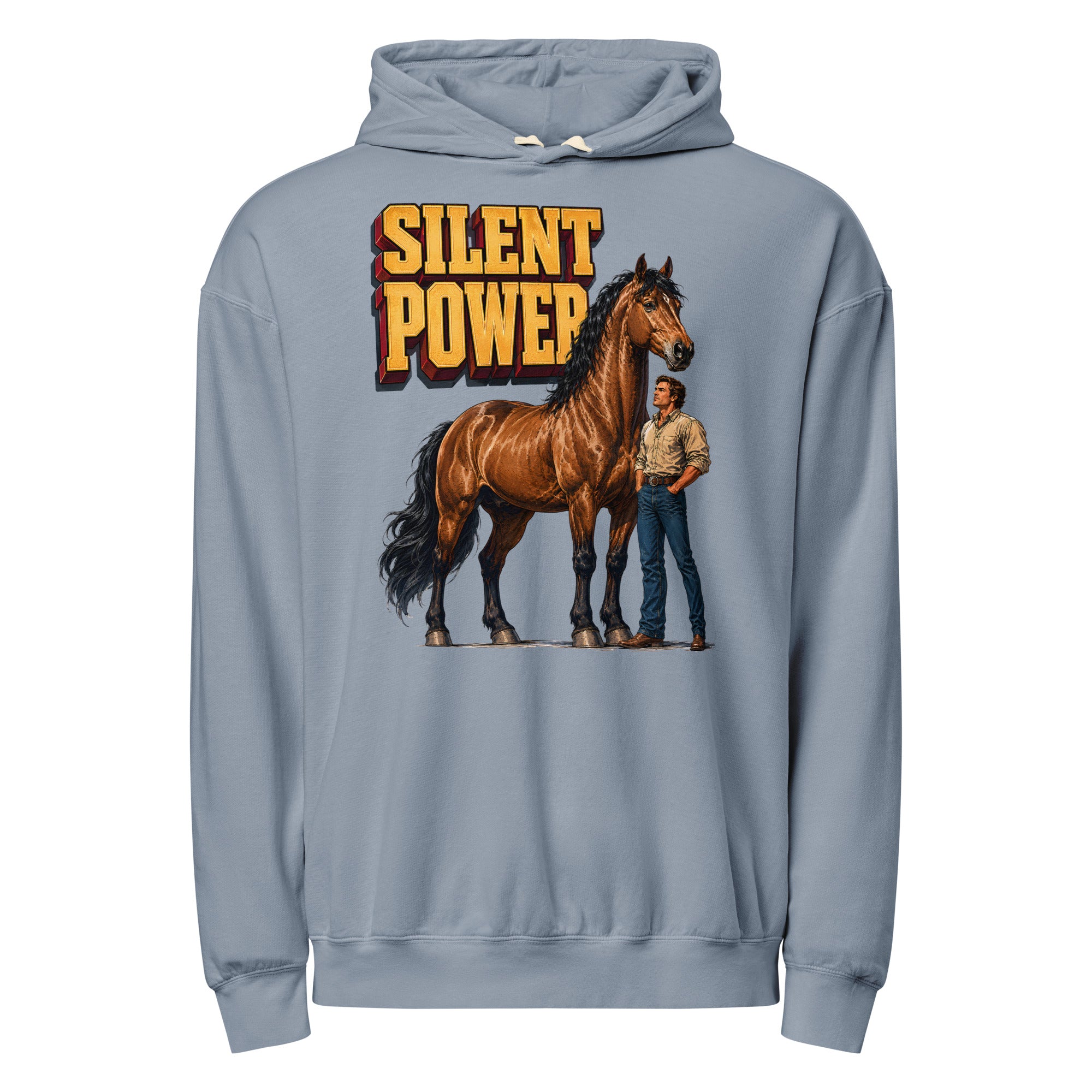 Silent Power Unisex Garment-Dyed Lightweight Hoodie - Horse Lovers Edition H-6 by printfluence.net
