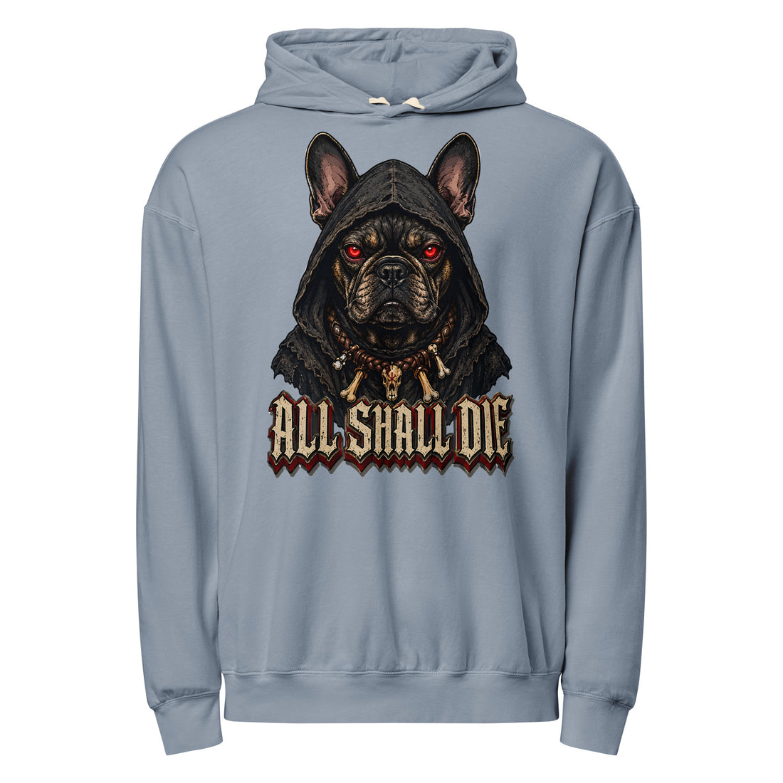 Gothic Frenchie Garment-Dyed Lightweight Hoodie - French Bulldog Lovers Dark Pullover H-6 by printfluence.net