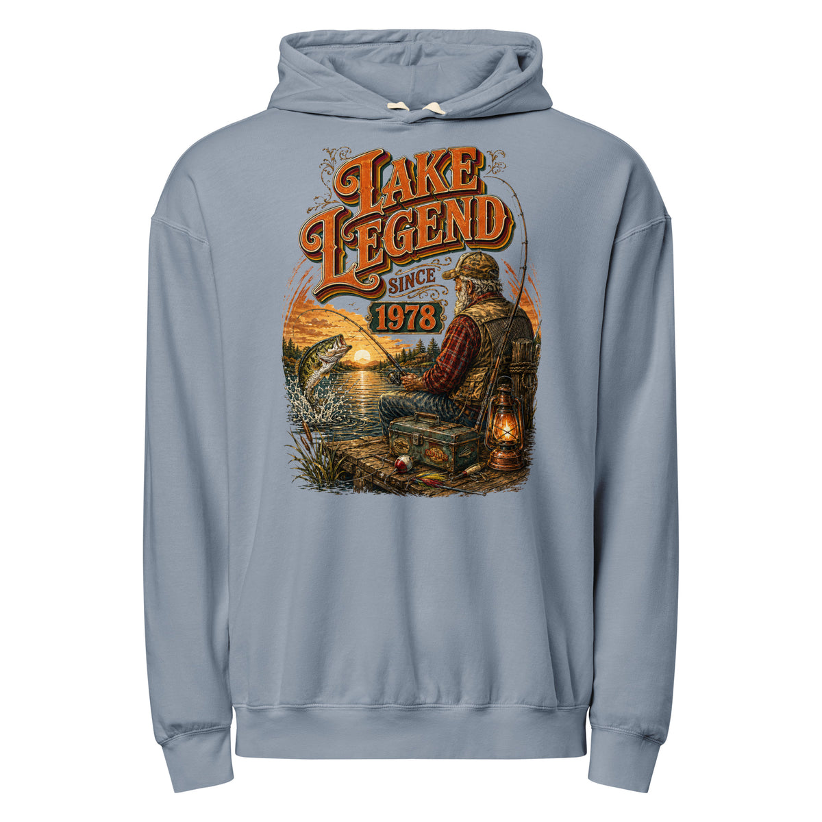 Fishing Lovers | Unisex garment-dried lightweight hoodie — LAKE LEGEND SINCE 1978 by printfluence