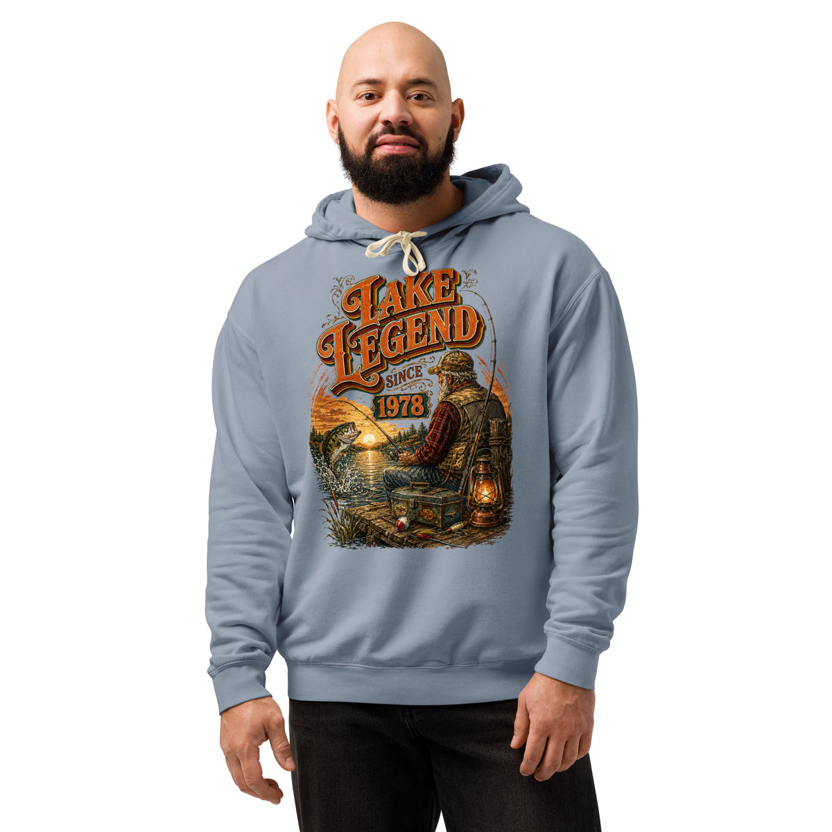 Fishing Lovers | Unisex garment-dried lightweight hoodie — LAKE LEGEND SINCE 1978 by printfluence