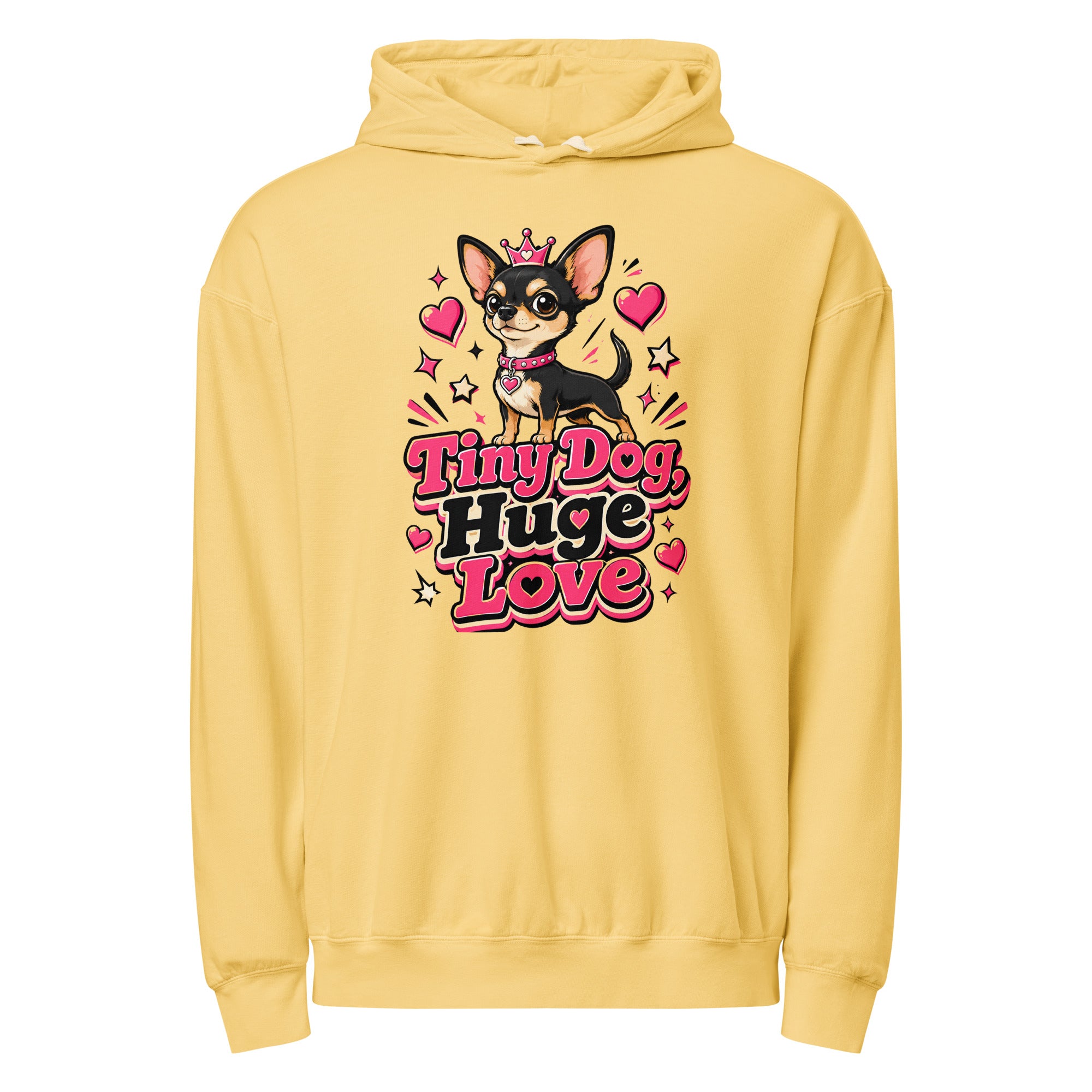 Elite Tiny Dog Huge Love - Premium Luxury Chihuahua Dog Lovers Garment-Dyed Lightweight Hoodie by printfluence.net