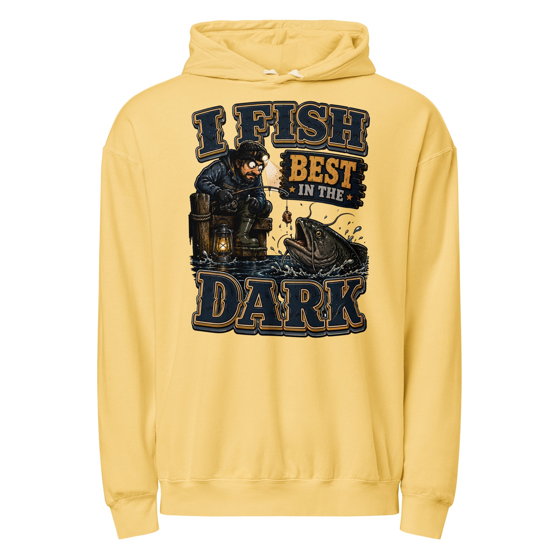 I Fish Best In The Dark Lightweight Hoodie | Fishing Lovers Gift by printfluence.net