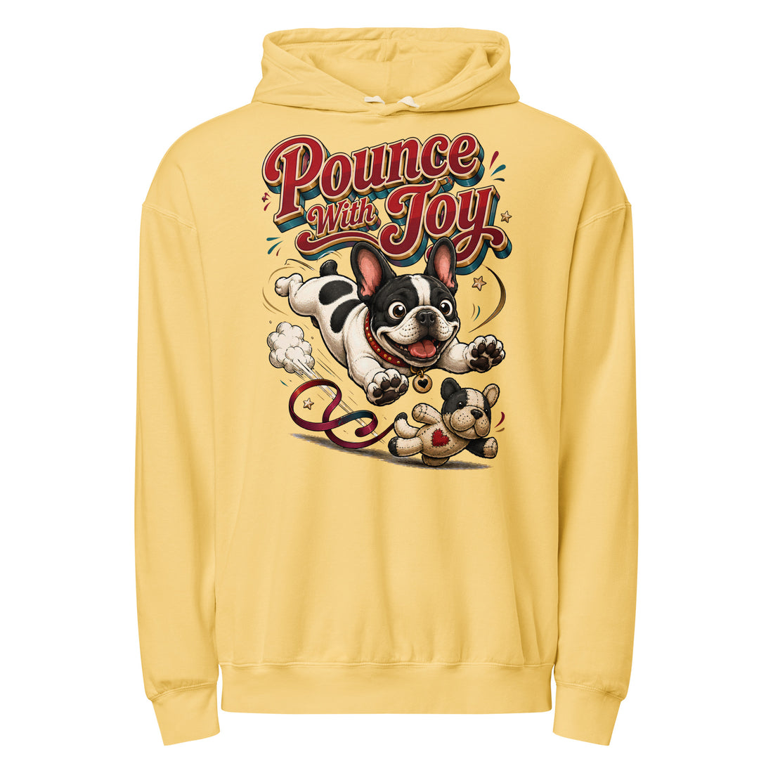 French Bulldog Pounce Joy Garment Dyed Lightweight Hoodie by printfluence.net
