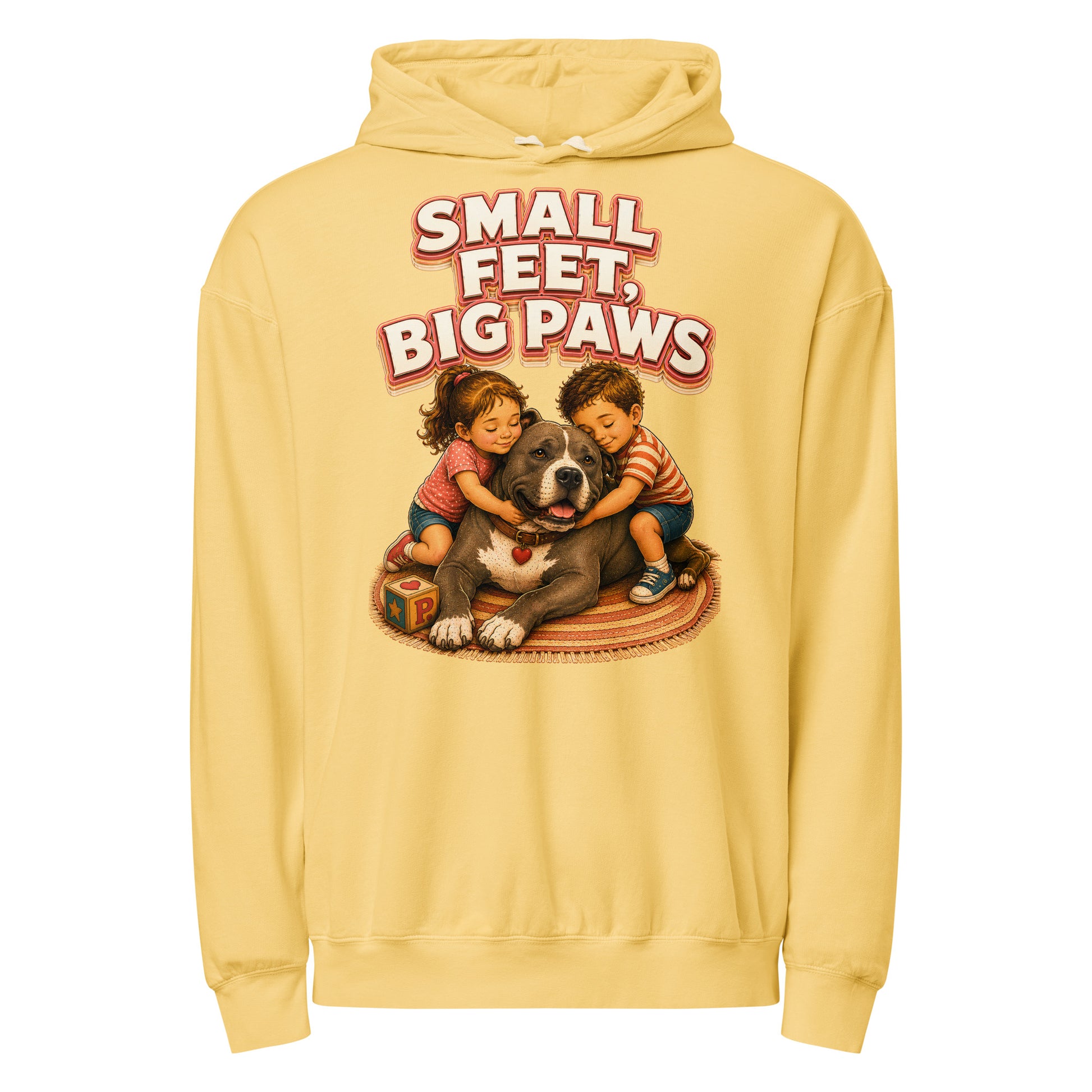 Pitbull Lovers Unisex Garment-Dyed Lightweight Hoodie - Small Feet Big Paws by printfluence.net