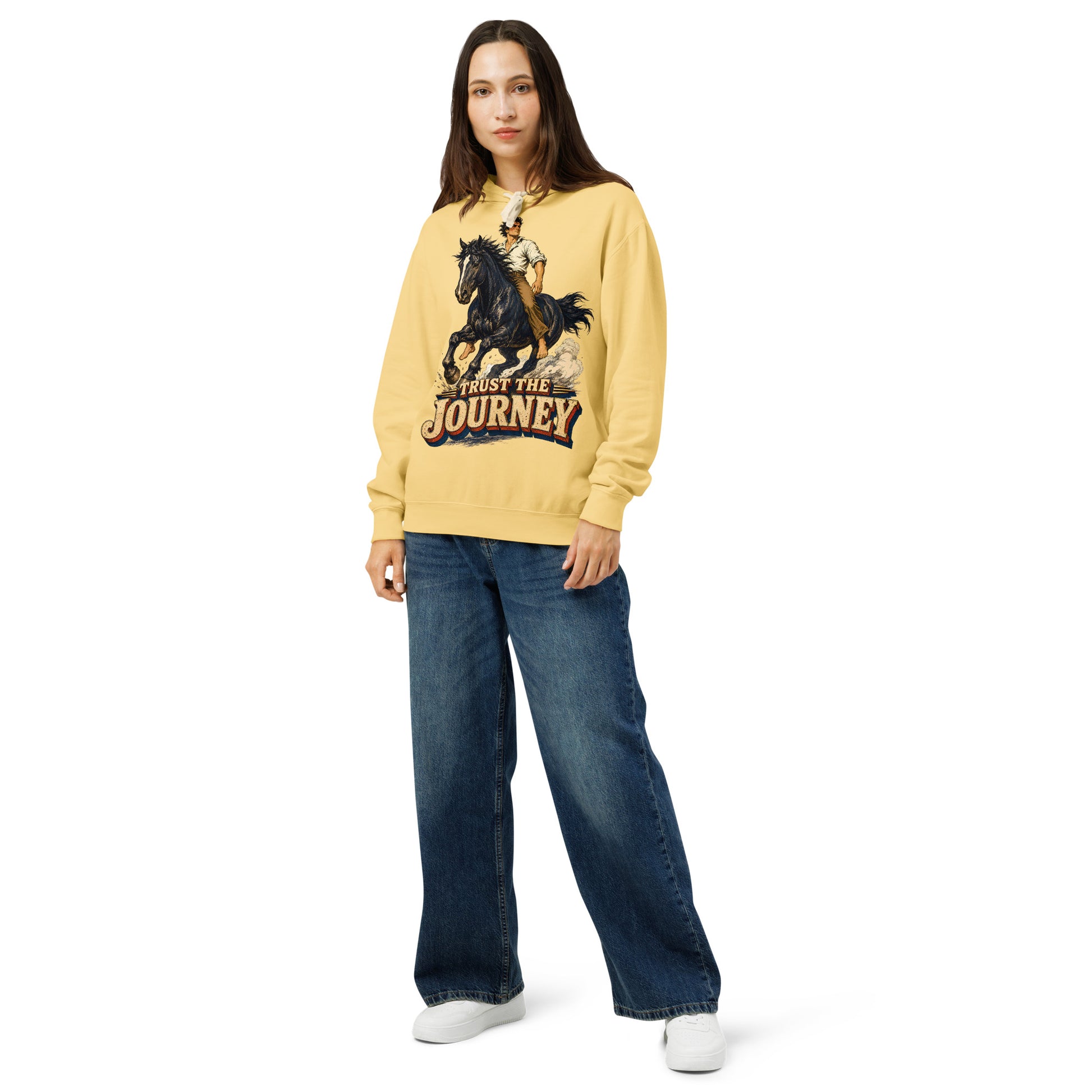 Vintage Horse Journey Lightweight Hoodie - Horse Lovers Edition by printfluence.net