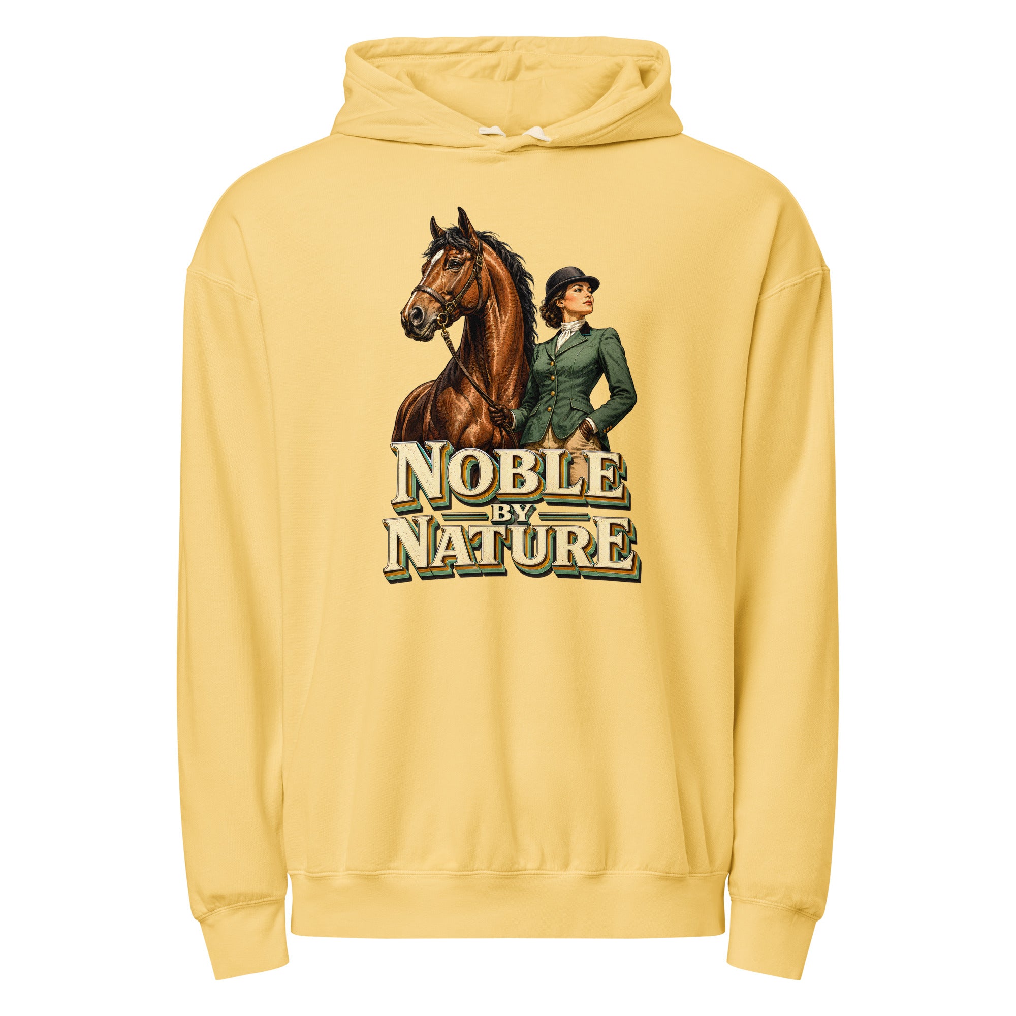Noble By Nature Vintage Horse Lightweight Hoodie - Horse Lovers Edition H-6 by printfluence.net