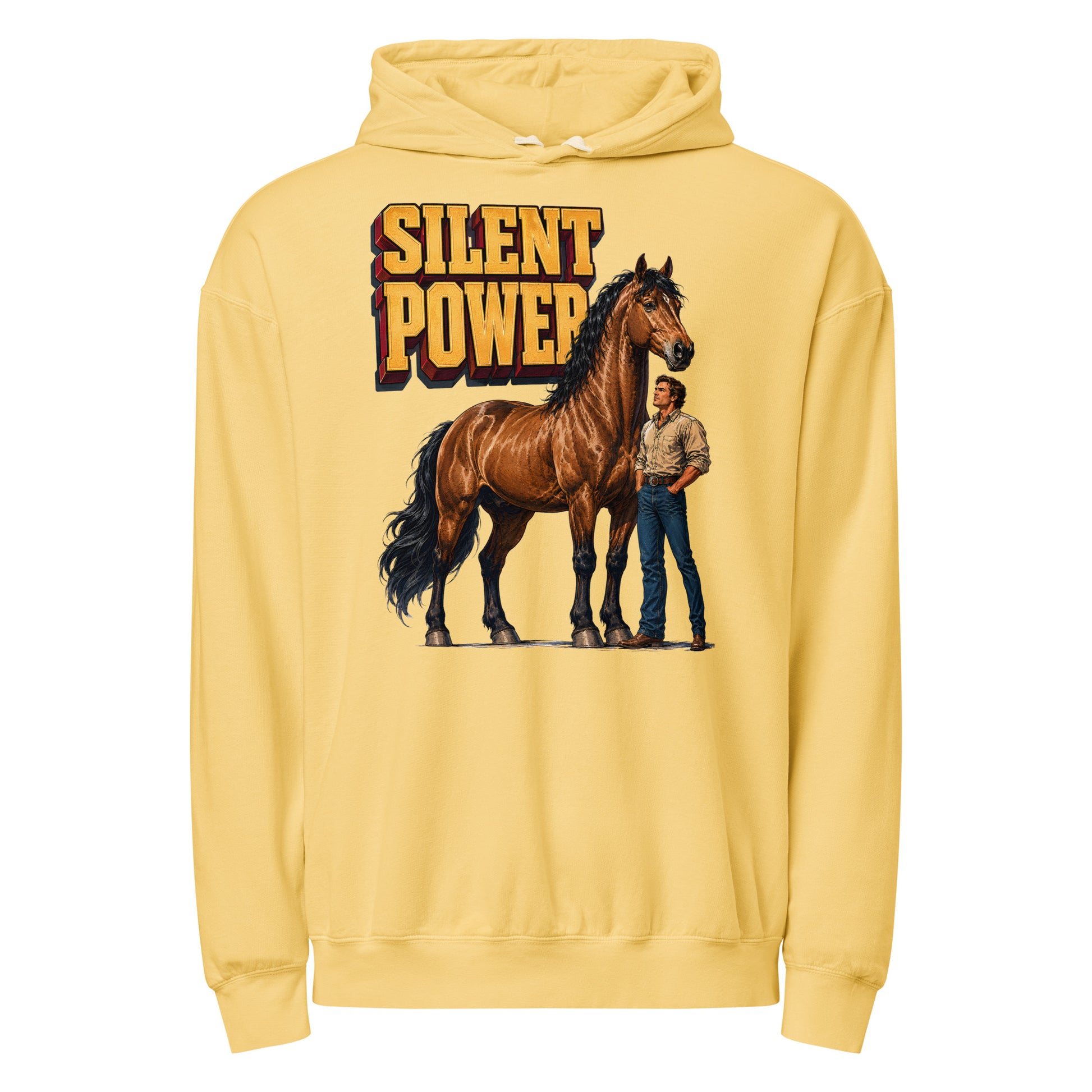 Silent Power Unisex Garment-Dyed Lightweight Hoodie - Horse Lovers Edition H-6 by printfluence.net