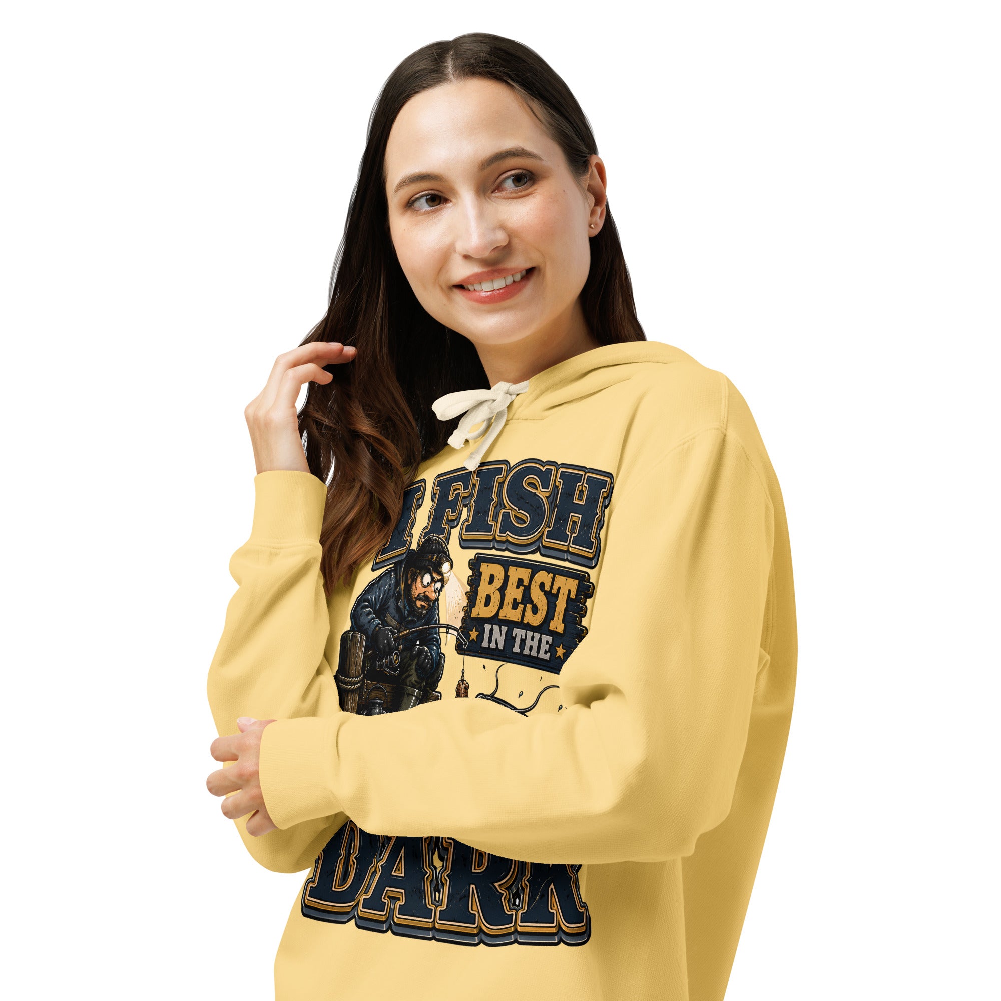 I Fish Best In The Dark Lightweight Hoodie | Fishing Lovers Gift by printfluence.net